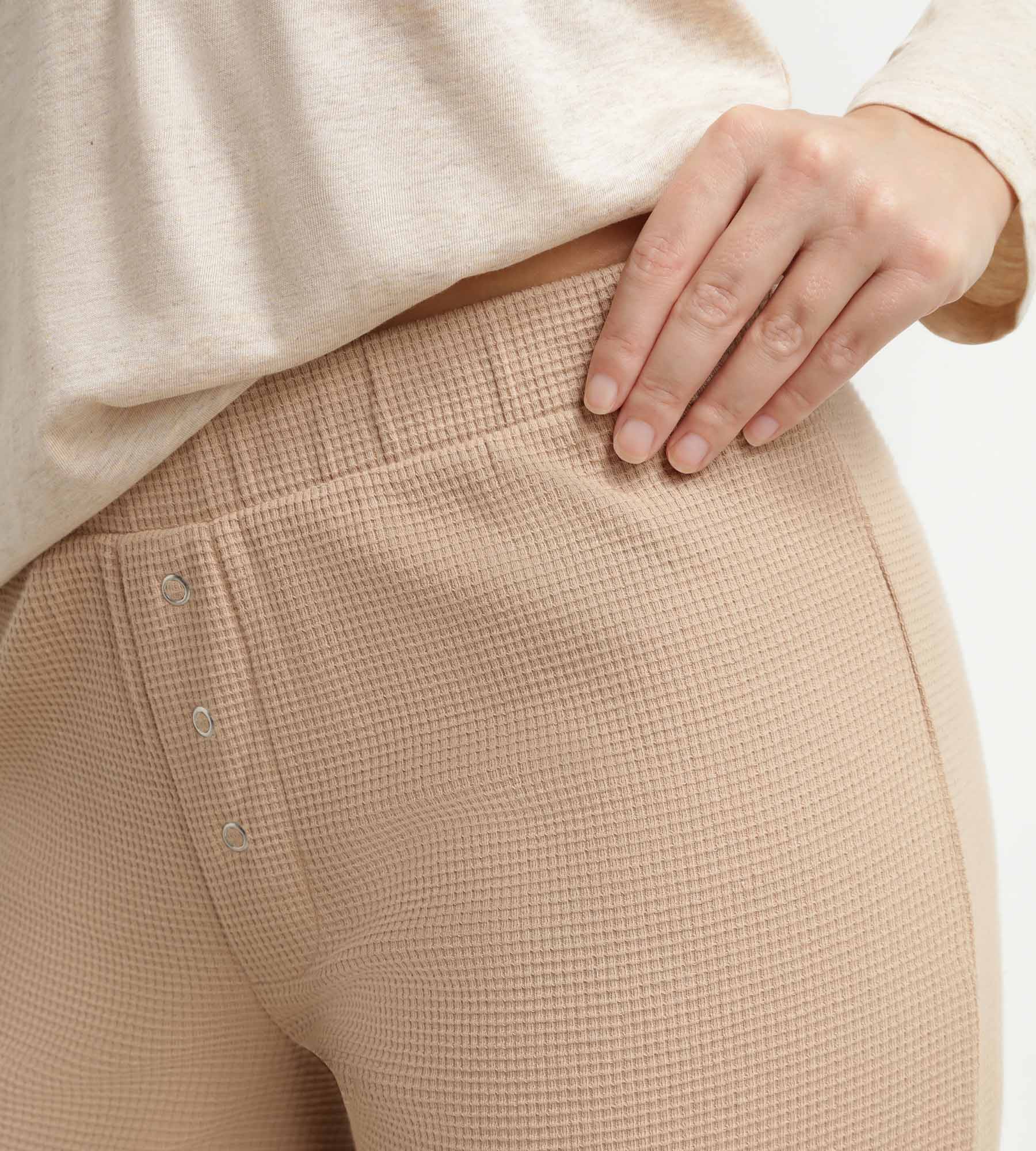 Ensemble pyjama femme col Serafino en jersey Marron Dim Cosy Time - Image 4