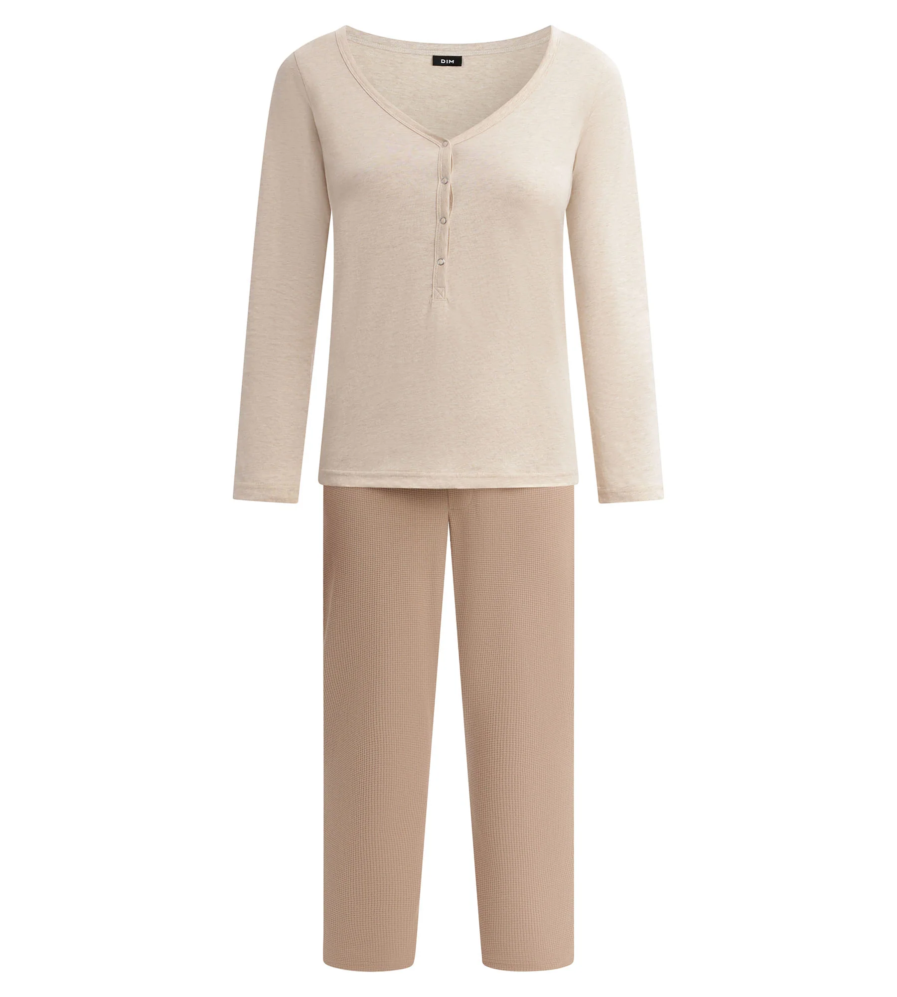 Ensemble pyjama femme col Serafino en jersey Marron Dim Cosy Time - Image 5