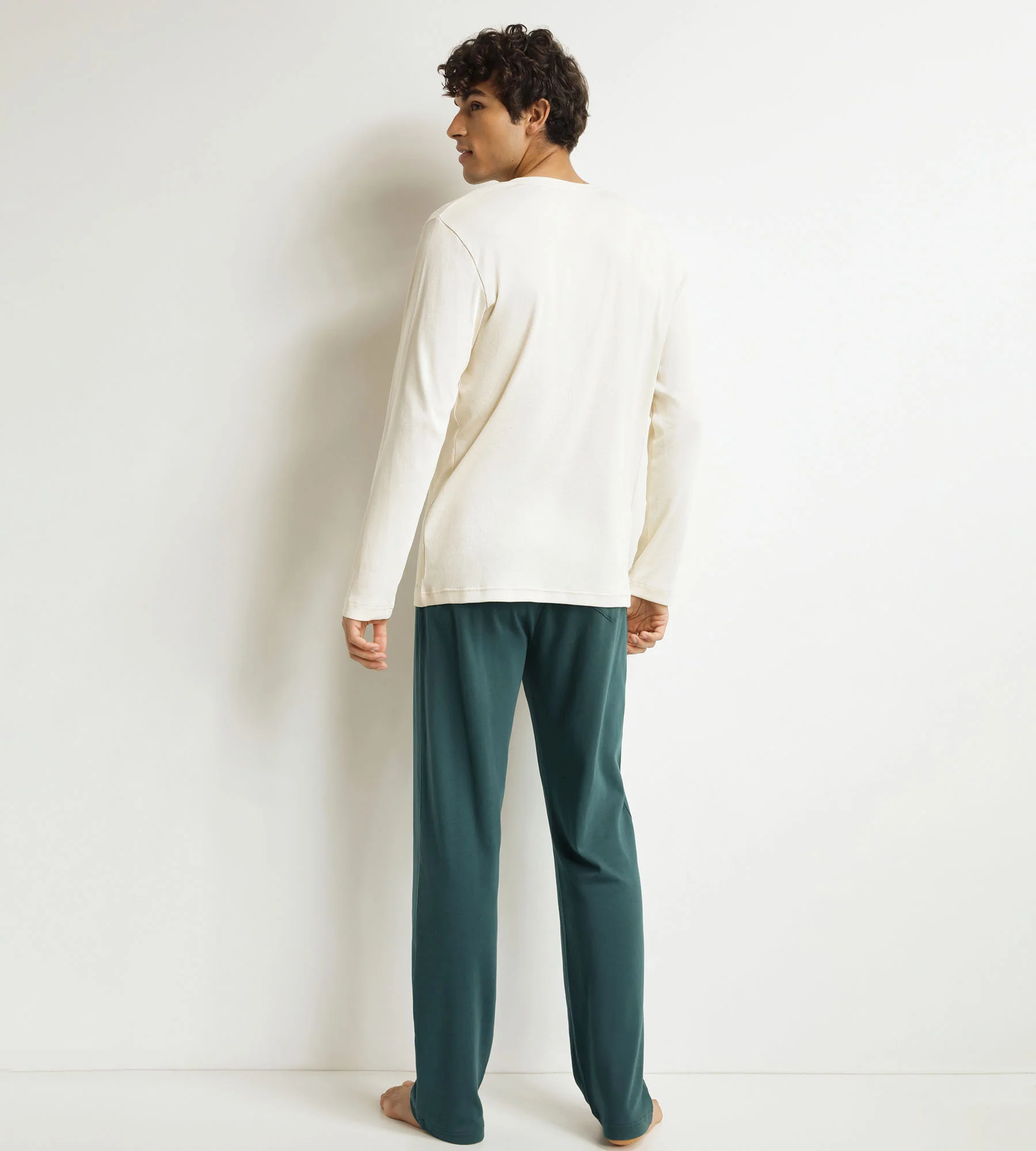Ensemble pyjama pantalon homme Ivoire Vert Dim - Image 2