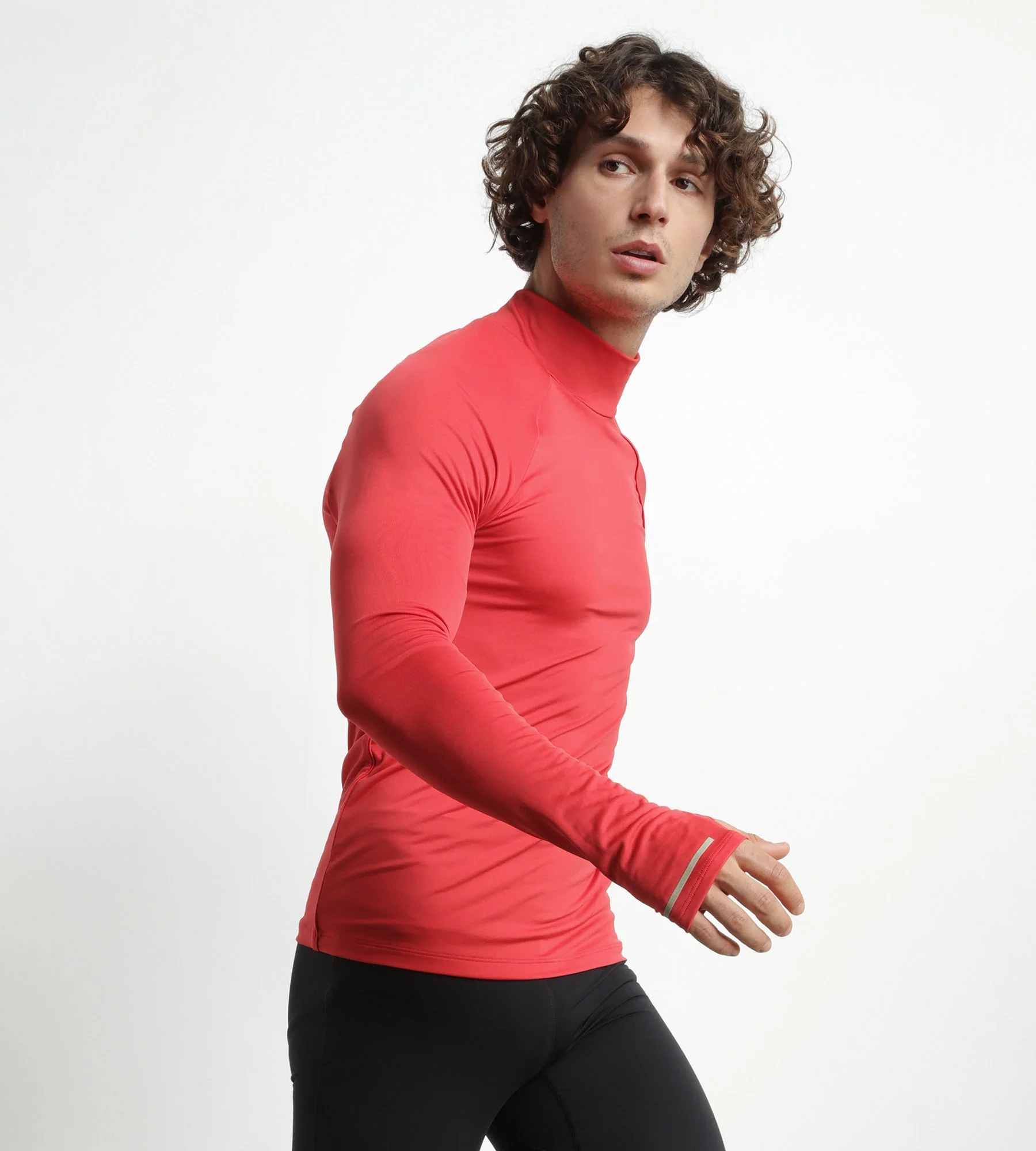 Haut de sport homme à col montant en microfibre Rouge Dim Move