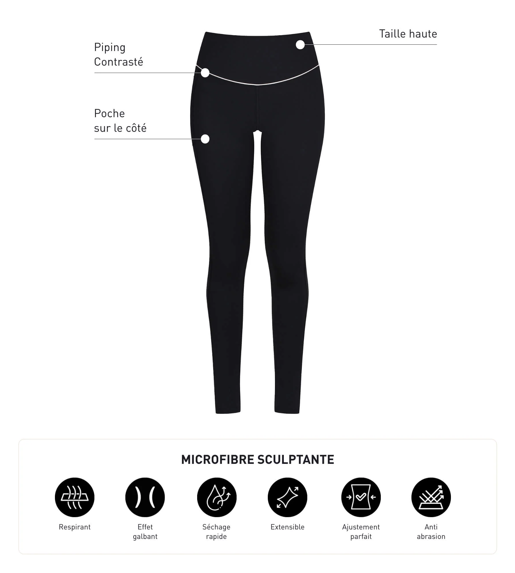 Legging de sport femme en microfibre sculptante noire Dim Move - Image 5