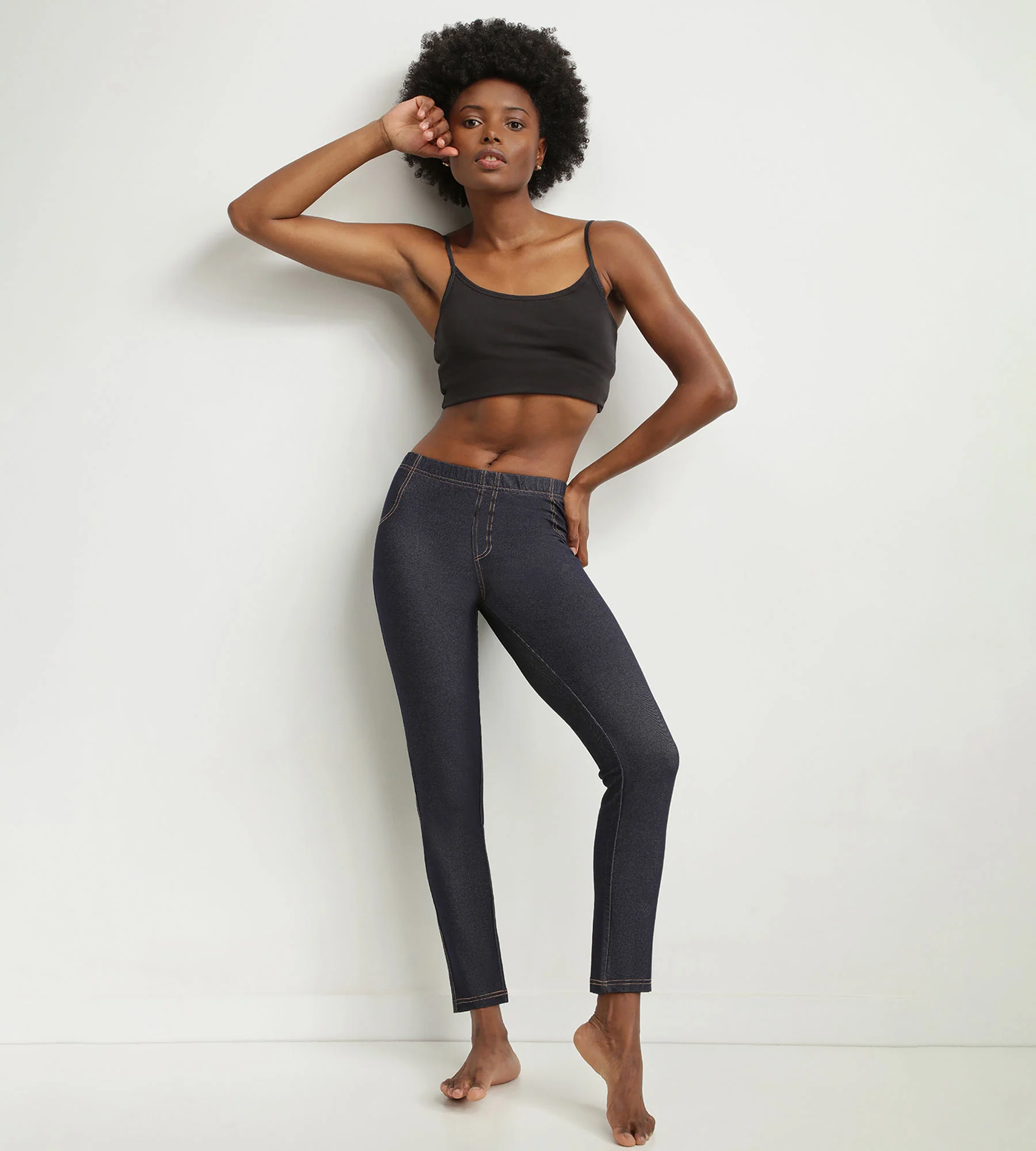 Legging femme effet jean Bleu Marine avec poches Dim Relax & Go - Image 3