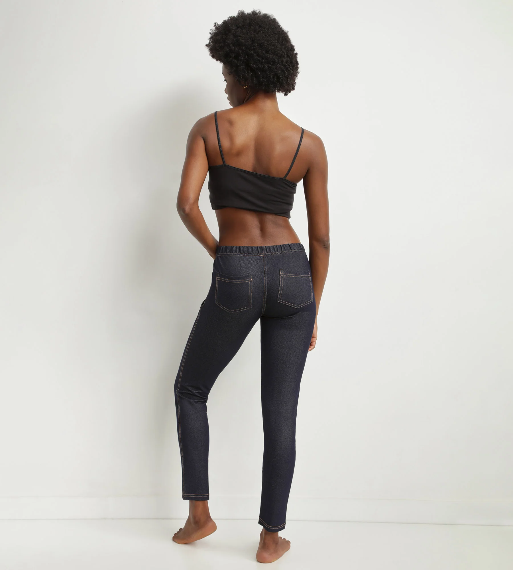 Legging femme effet jean Bleu Marine avec poches Dim Relax & Go - Image 4