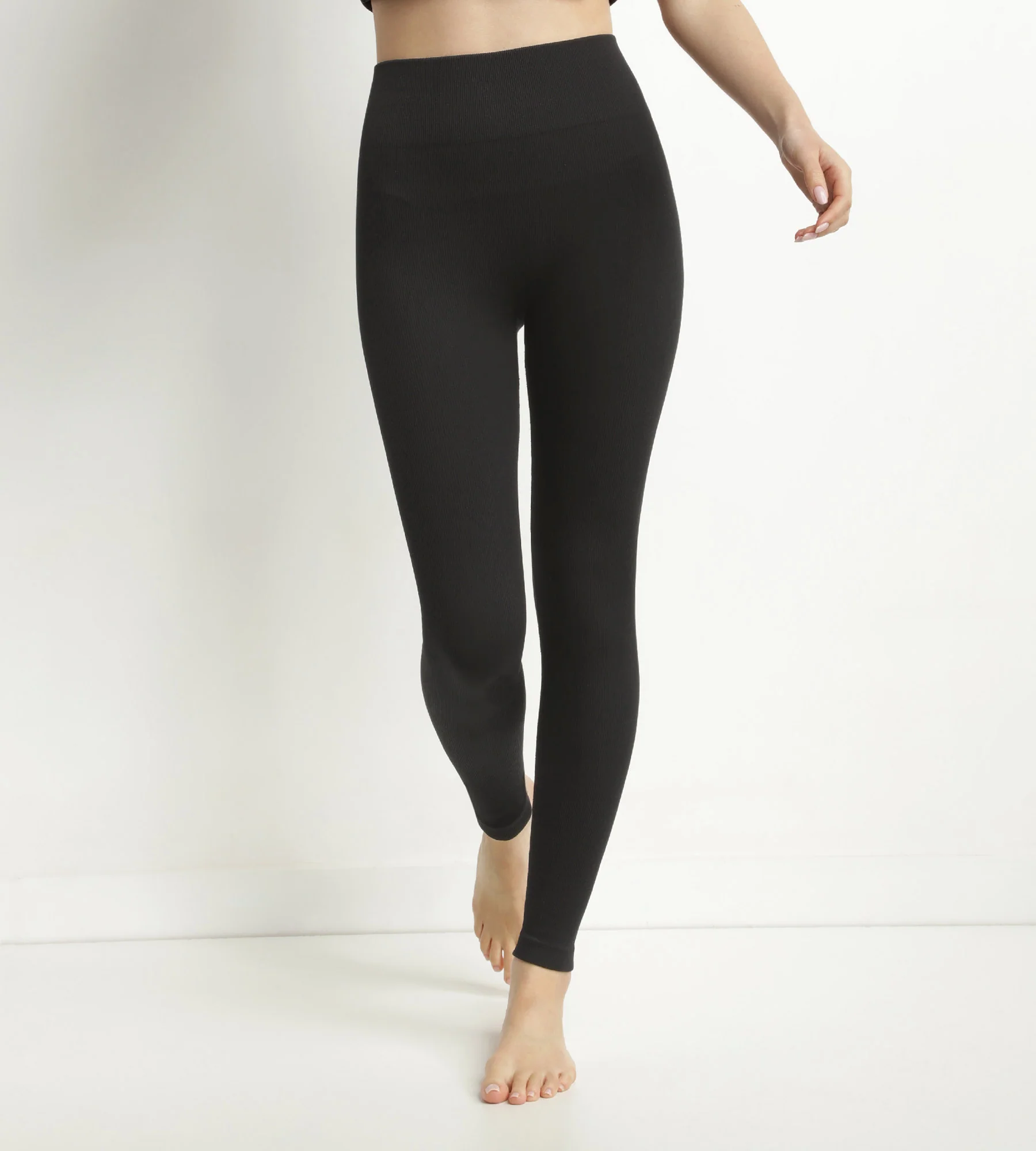 Legging femme Noir côtelé à ceinture extra large Dim Relax & Go