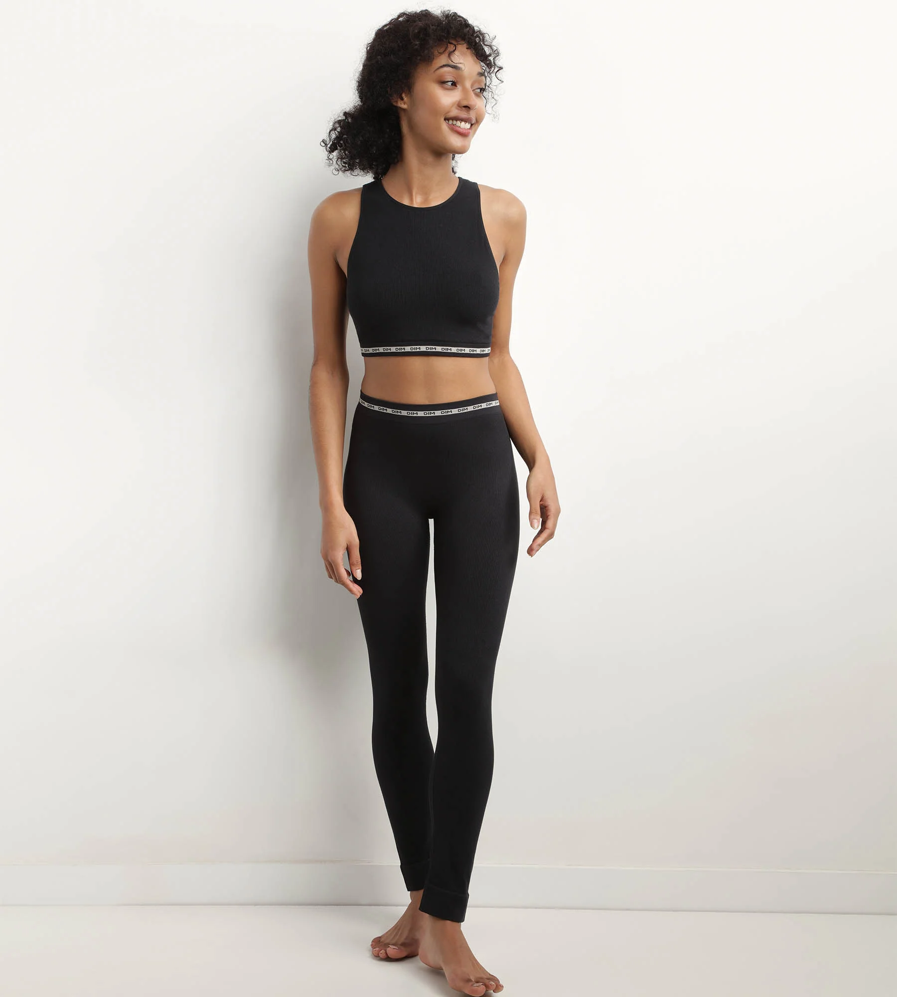 Legging femme sans couture en tissu côtelé Noir Dim Icons Seamless - Image 3