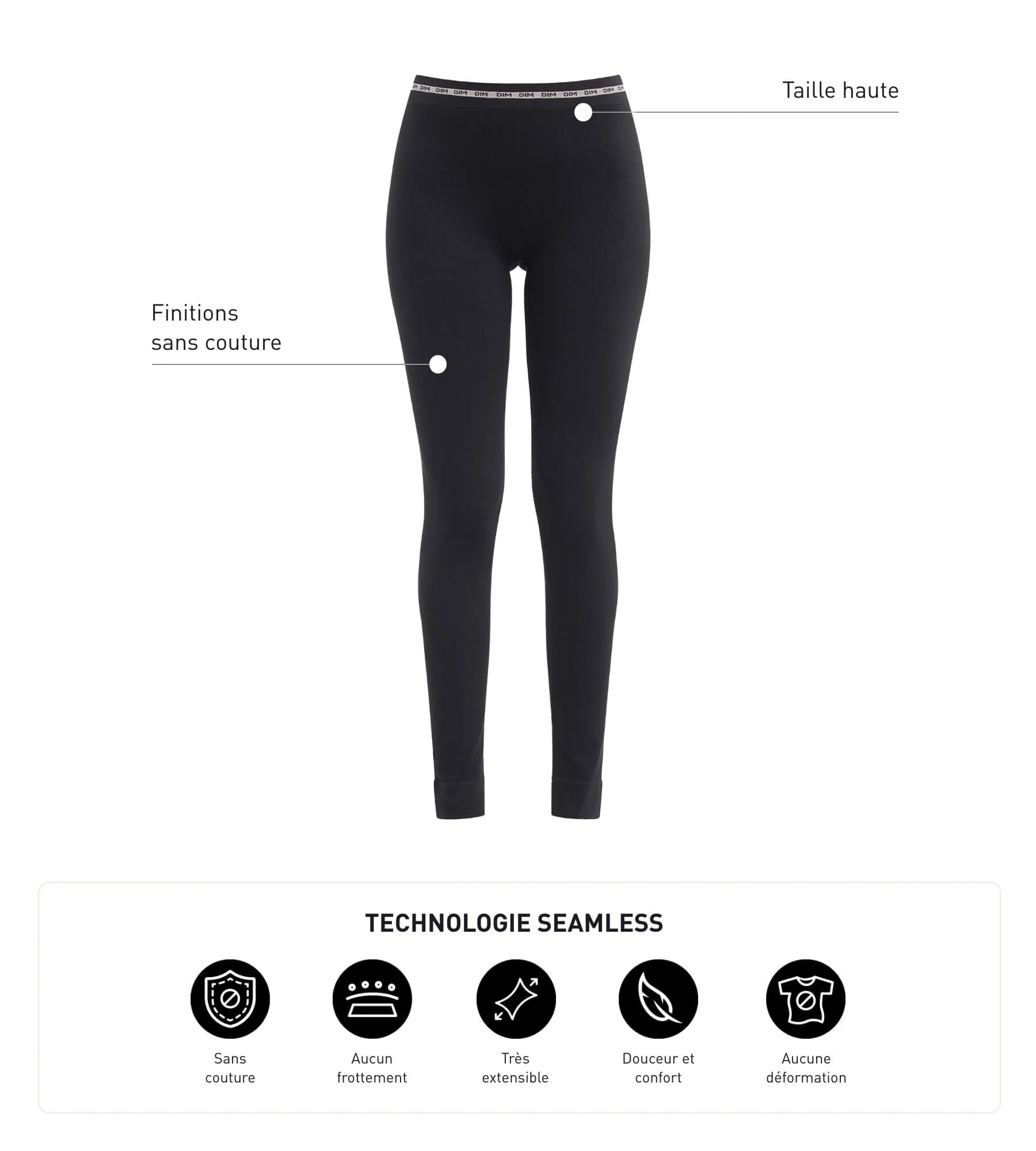 Legging femme sans couture en tissu côtelé Noir Dim Icons Seamless - Image 5