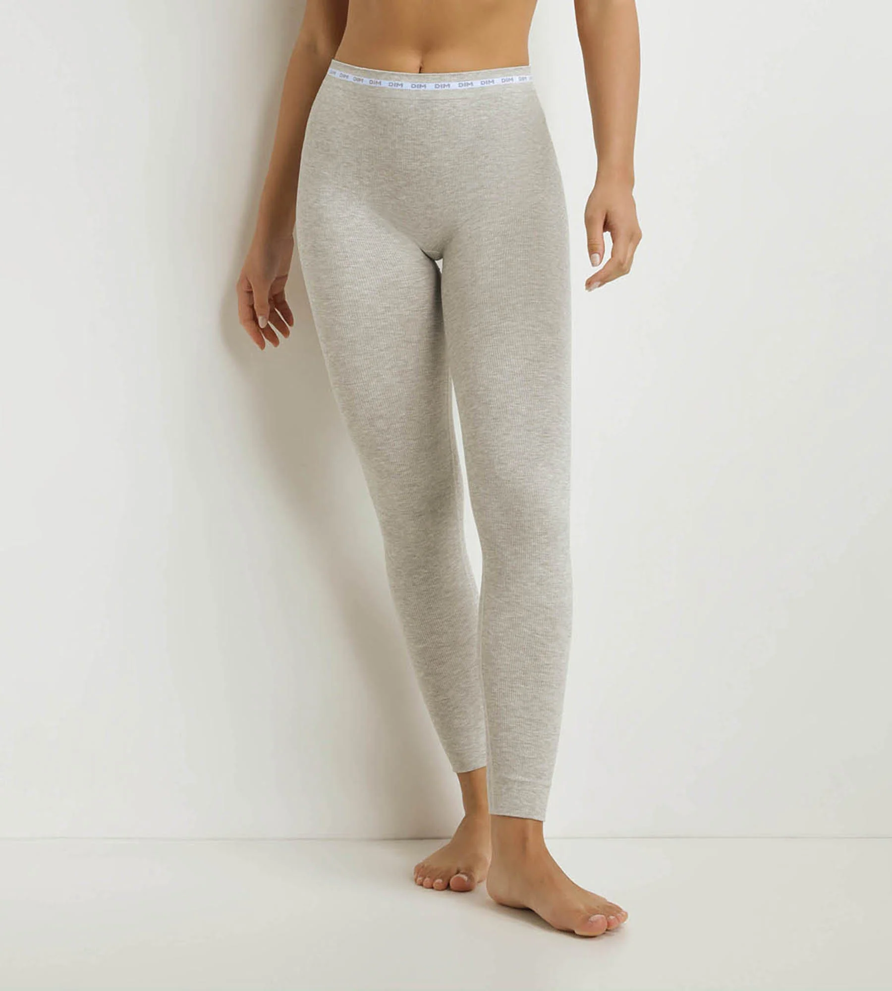 Legging femme tissu côtelé Gris Chiné Dim Icons