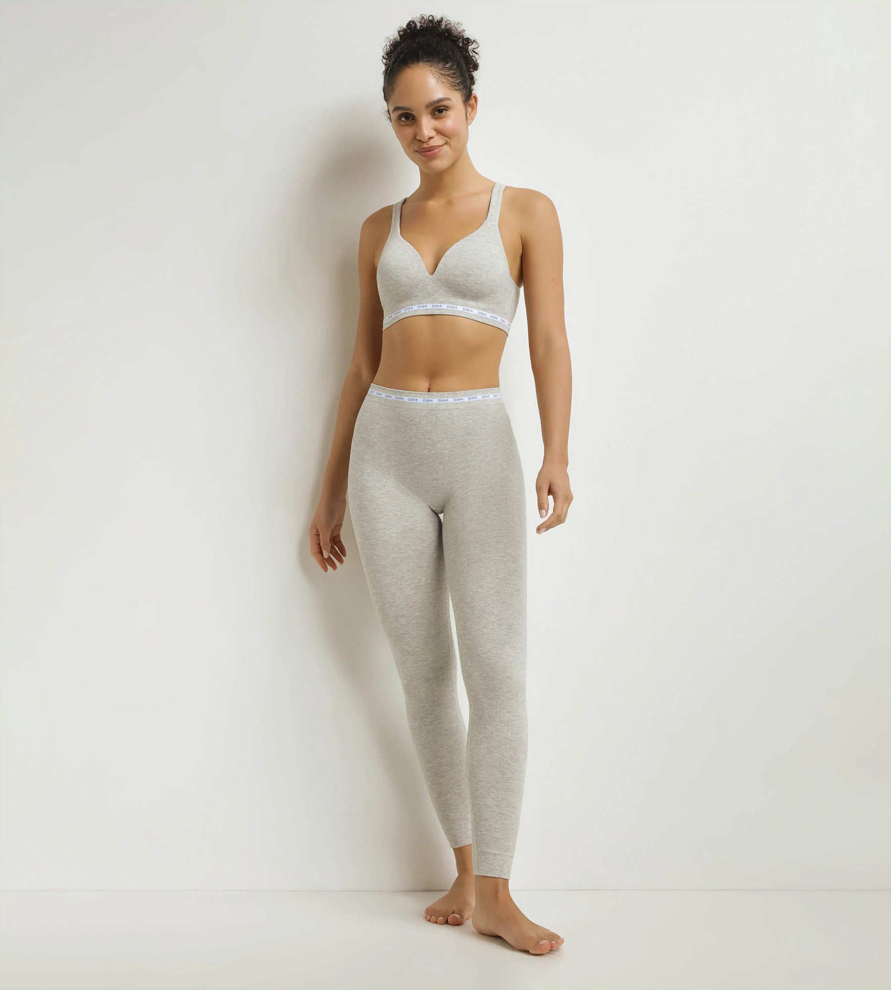 Legging femme tissu côtelé Gris Chiné Dim Icons - Image 3