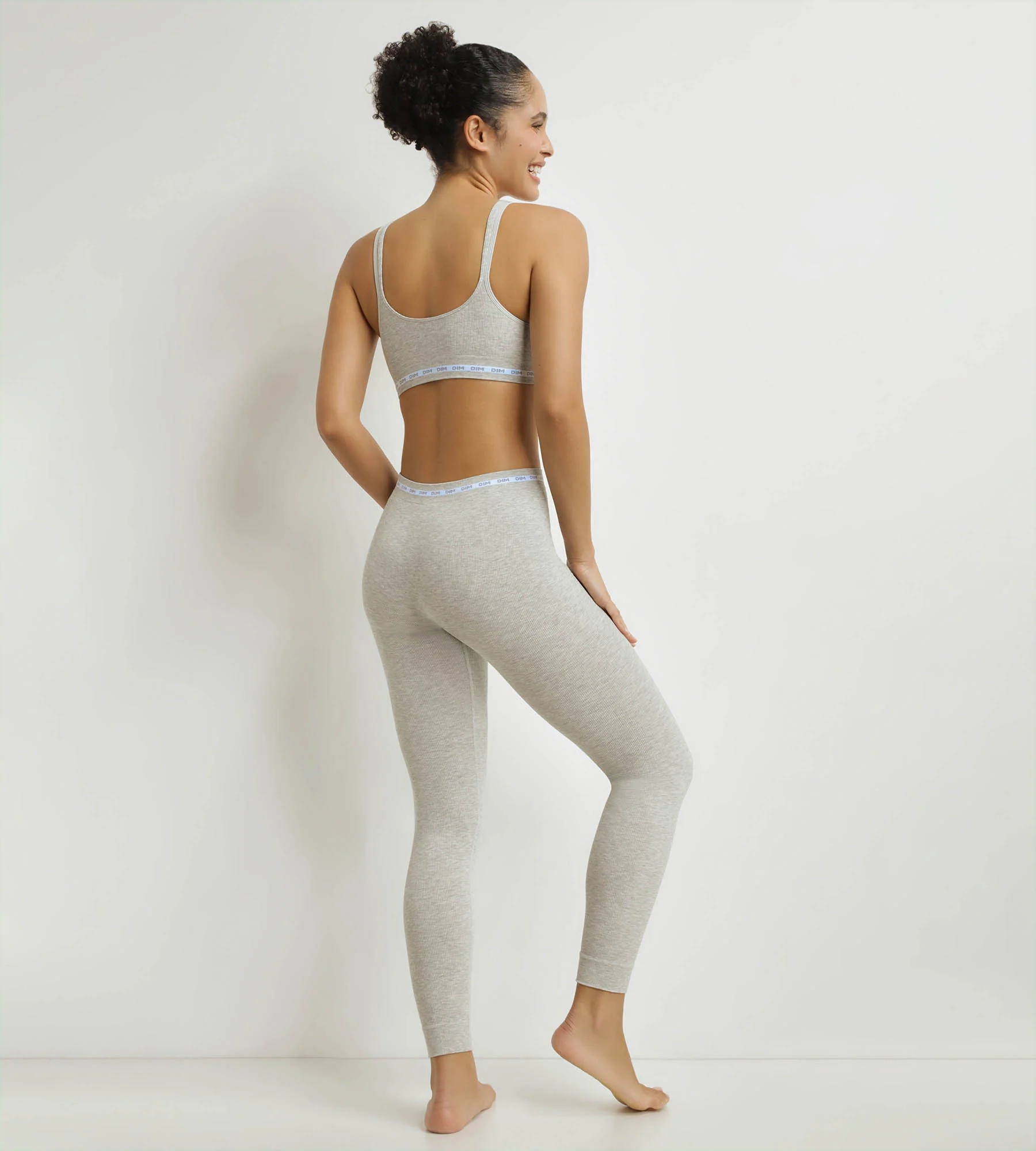 Legging femme tissu côtelé Gris Chiné Dim Icons - Image 4
