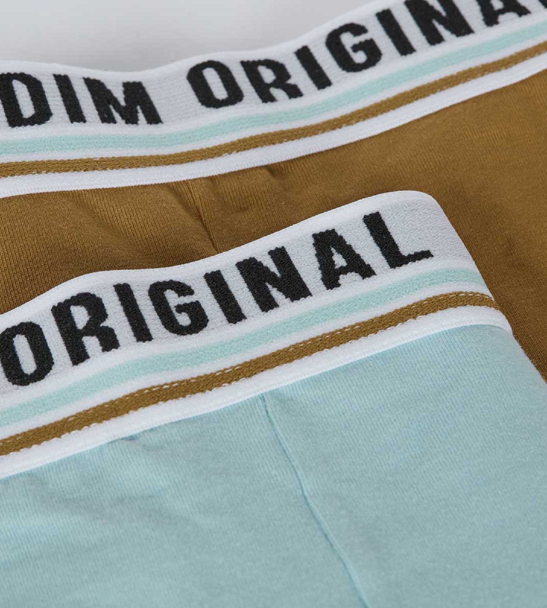 Lot de 2 boxers coton stretch Bleu Marron ceinture rétro Dim Originals - Image 3