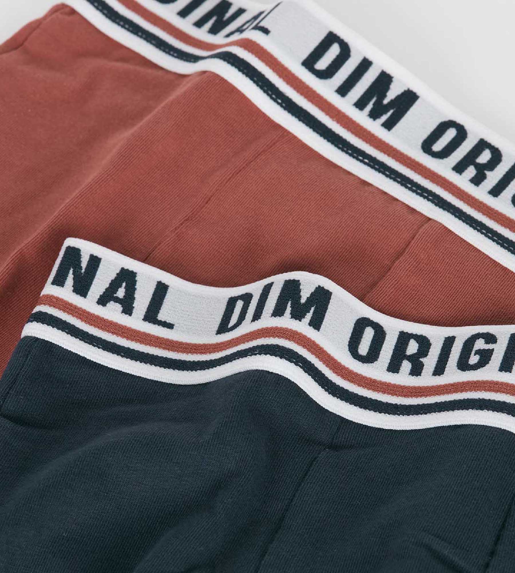 Lot de 2 boxers coton stretch Bleu Rouge ceinture rétro Dim Originals - Image 3
