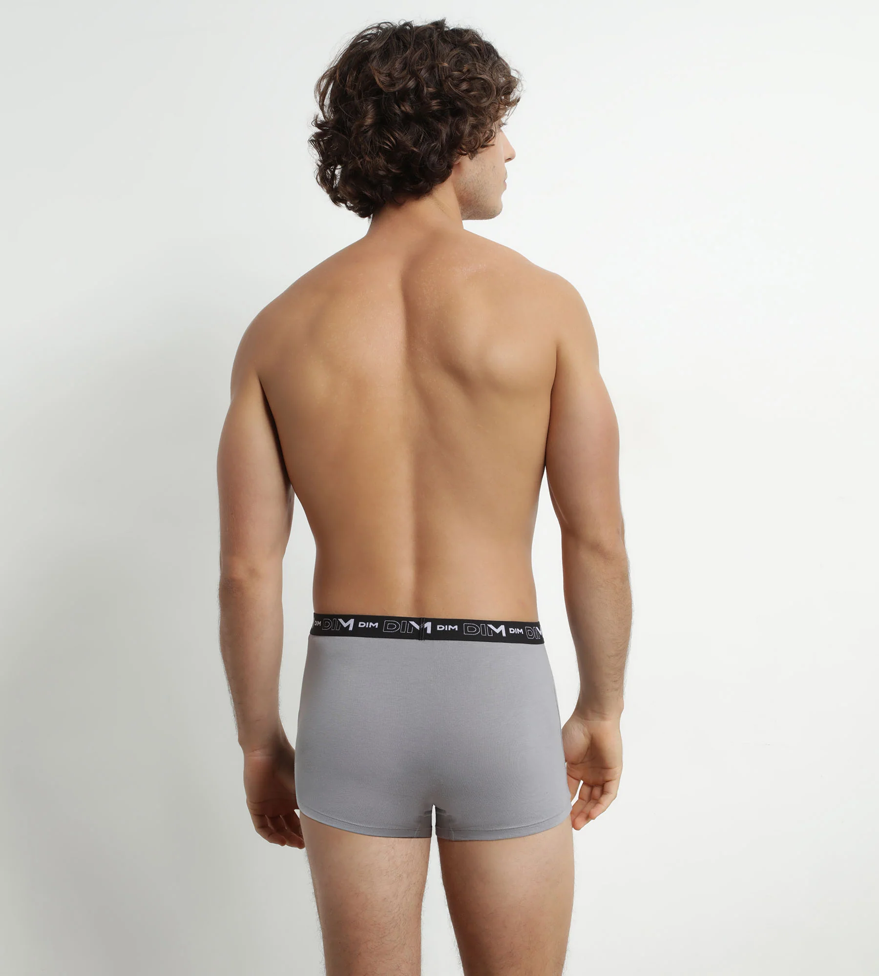 Lot de 2 Boxers homme Blanc Gris ceinture contrastée Dim Coton Stretch - Image 2