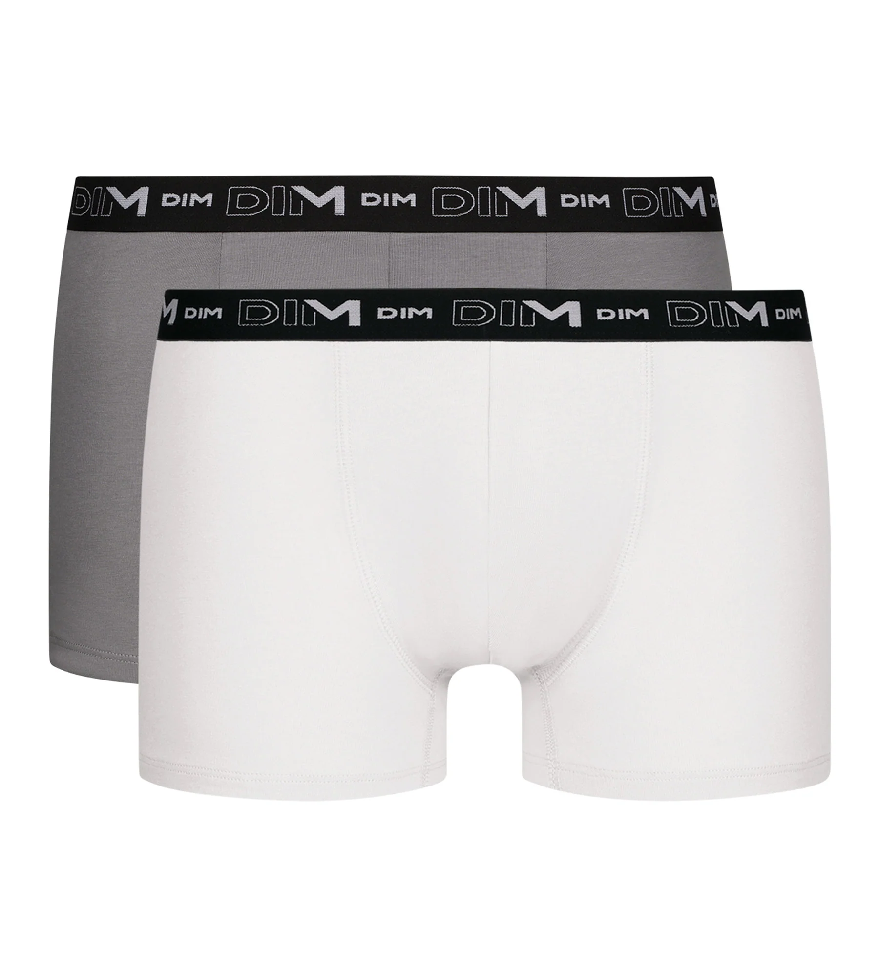 Lot de 2 Boxers homme Blanc Gris ceinture contrastée Dim Coton Stretch - Image 3