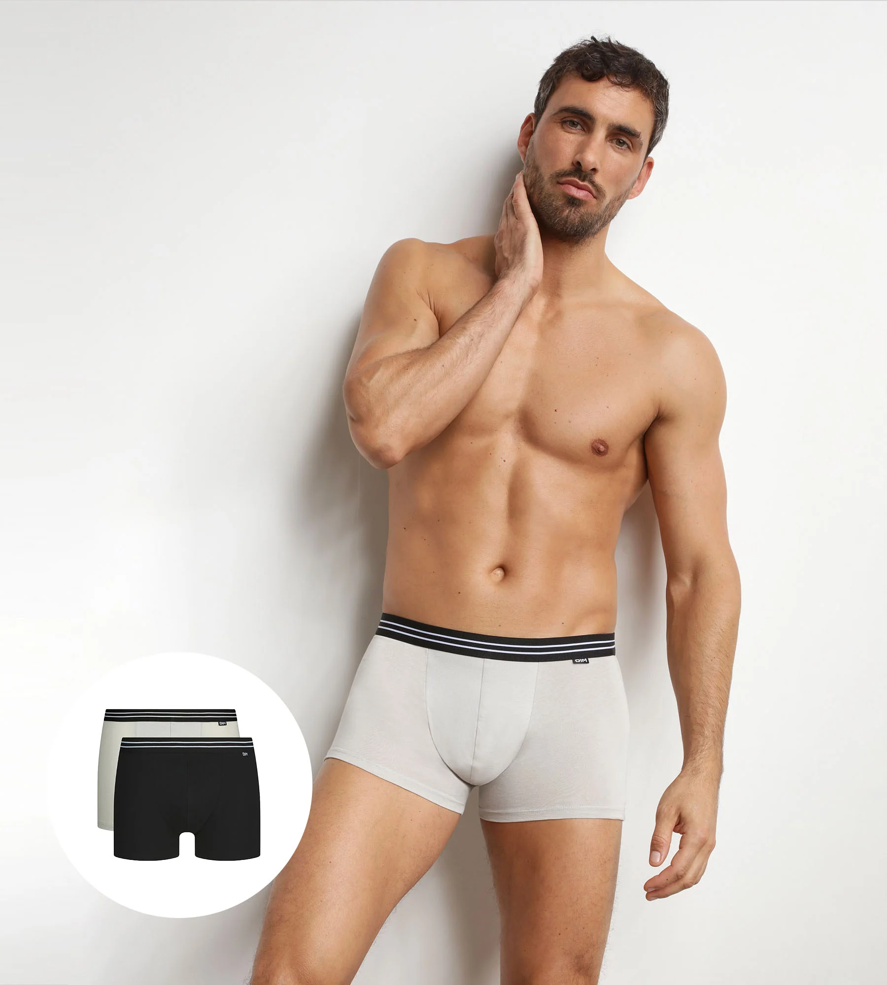 Lot de 2 boxers homme en coton stretch Noir Gris EcoDim - Image 4