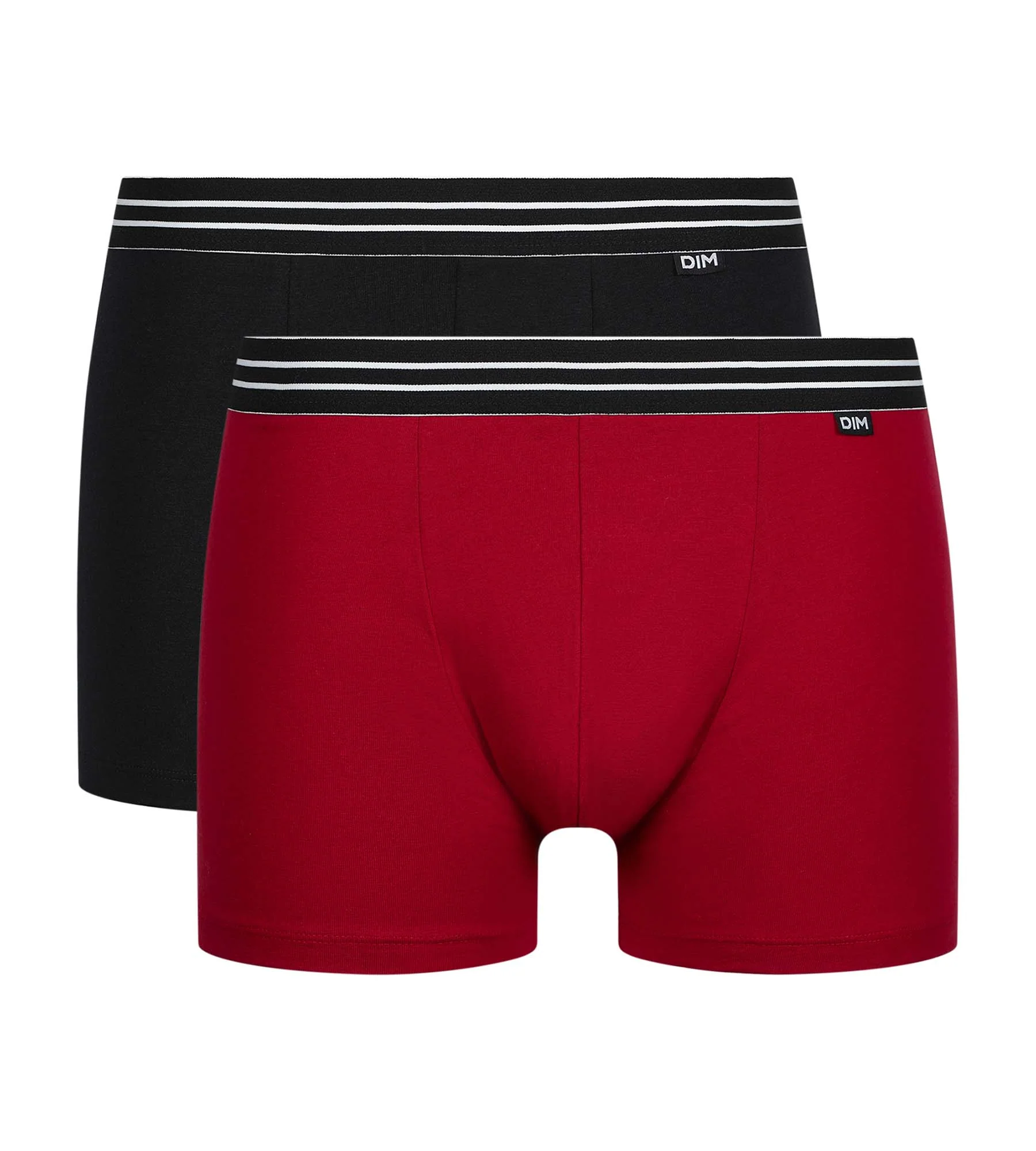 Lot de 2 boxers homme en coton stretch Rouge Carmin Noir EcoDim - Image 3