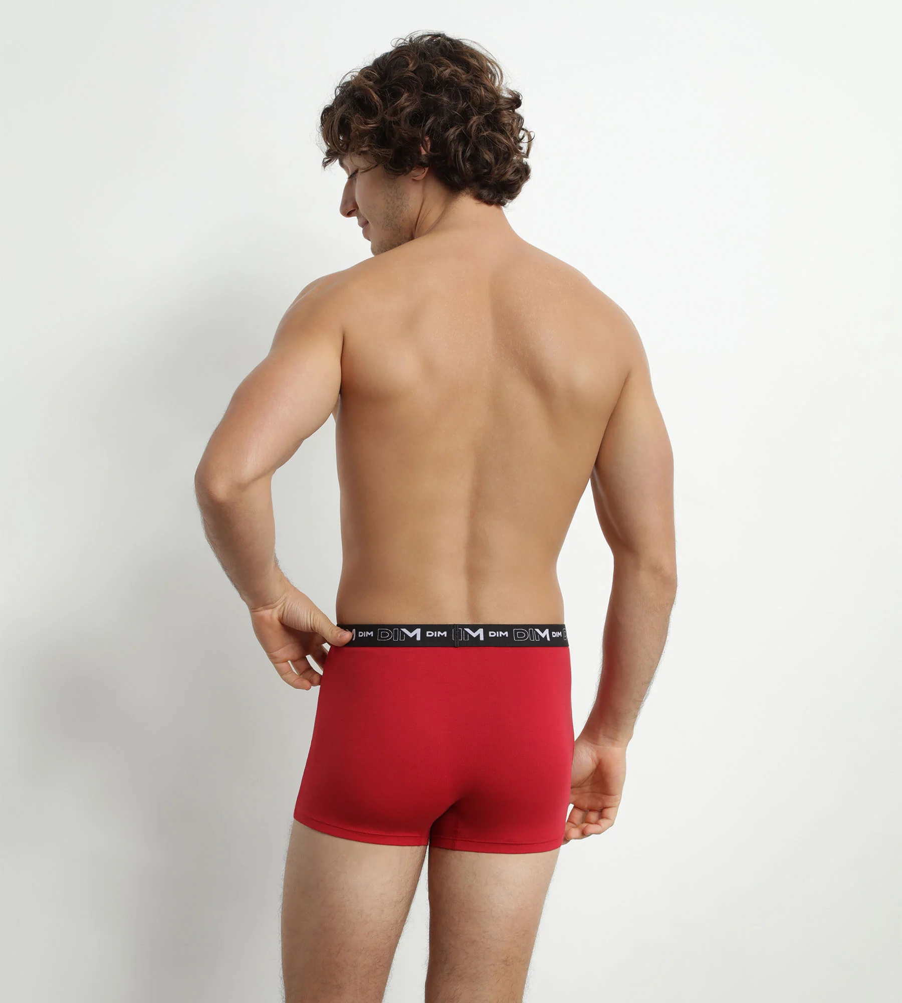 Lot de 2 Boxers homme Gris Rouge ceinture contrastée Dim Coton Stretch - Image 2