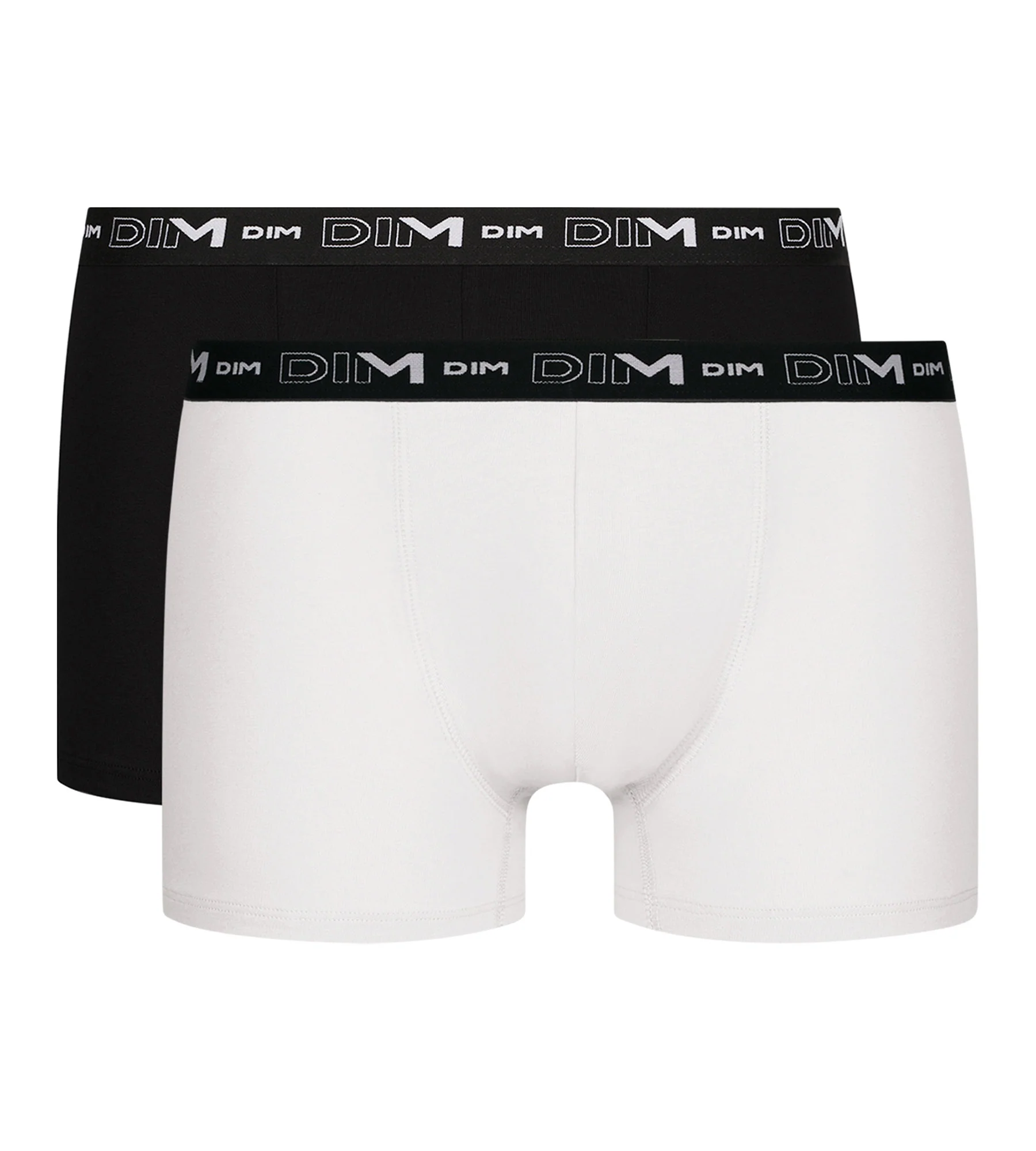Lot de 2 Boxers homme Noir Blanc ceinture contrastée Dim Coton Stretch - Image 3