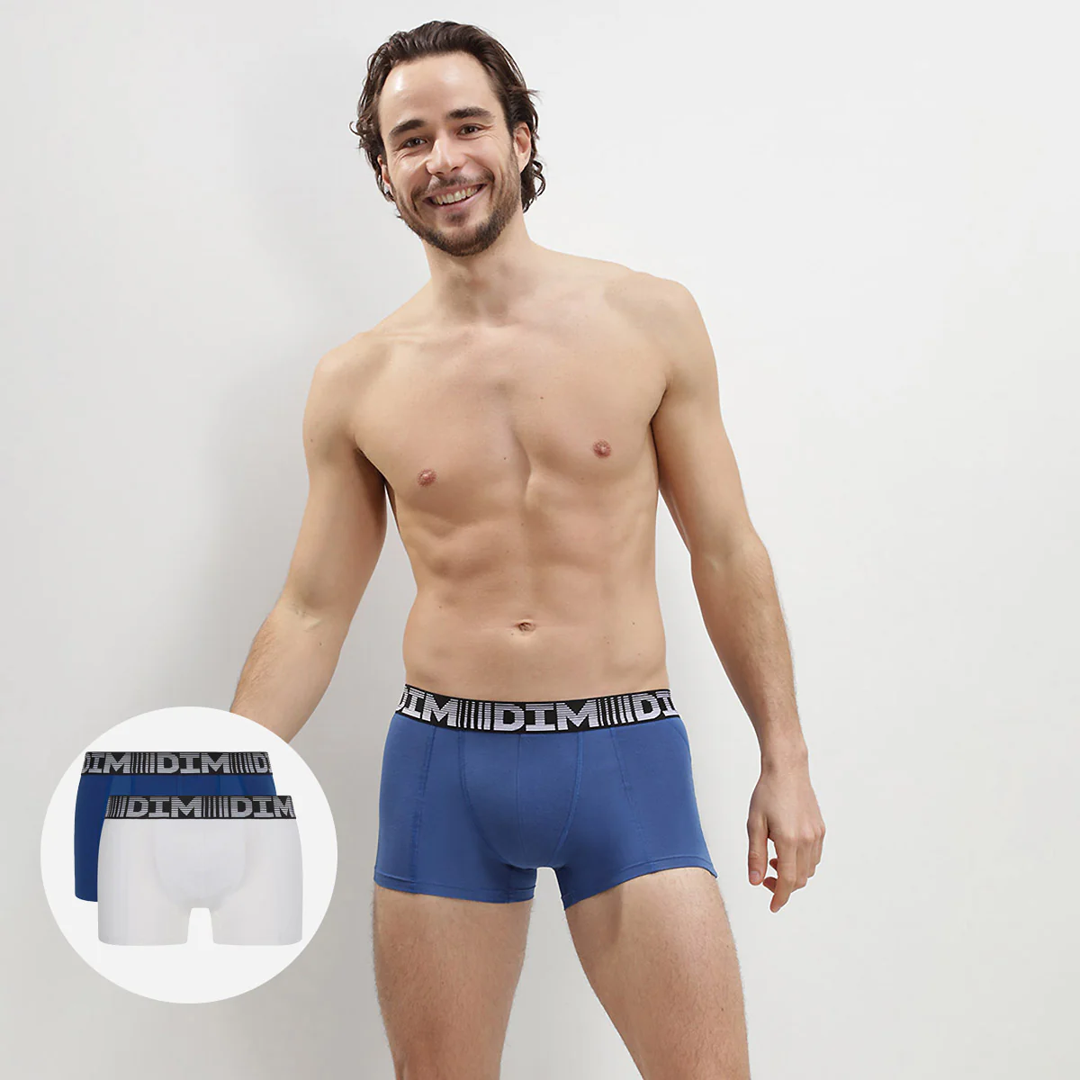 Lot de 2 boxers homme respirants Bleu Acier Blanc 3D Flex Air