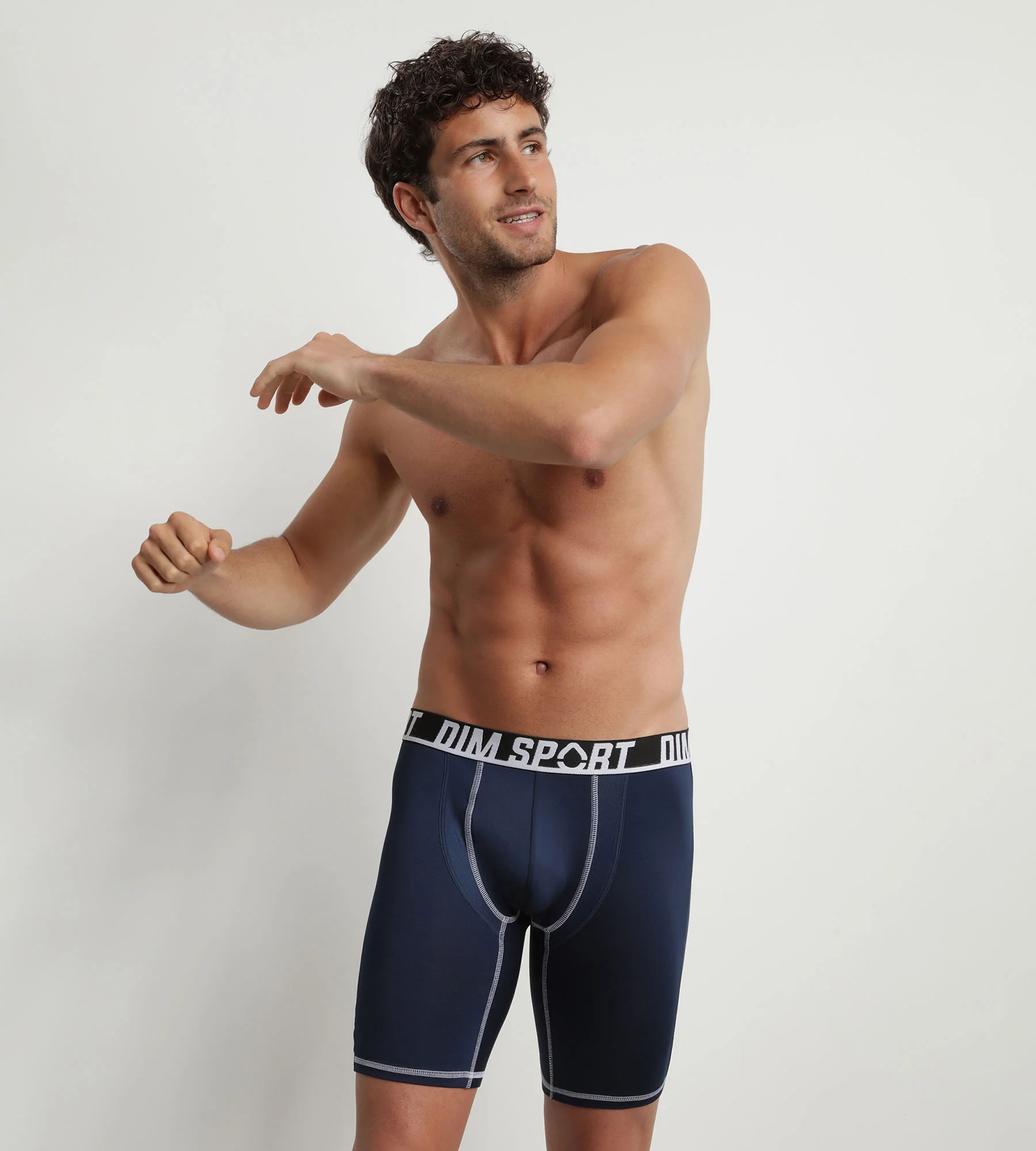 Lot de 2 boxers longs microfibre thermoregulateurs Gris Noir Dim Sport