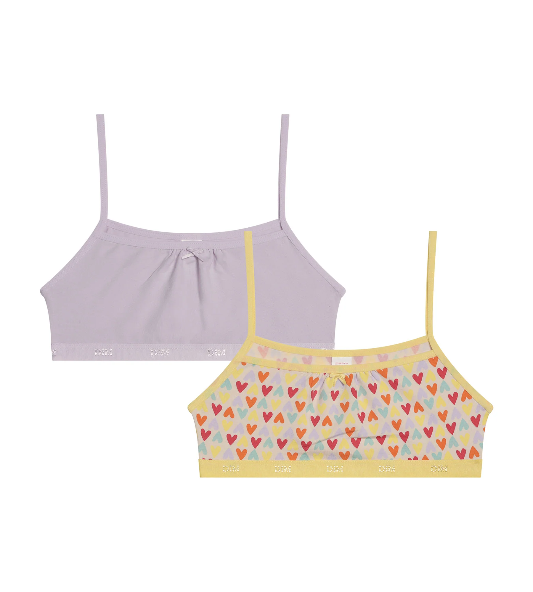 Lot de 2 brassières fille coton stretch Lila à motif coeur Les Pockets