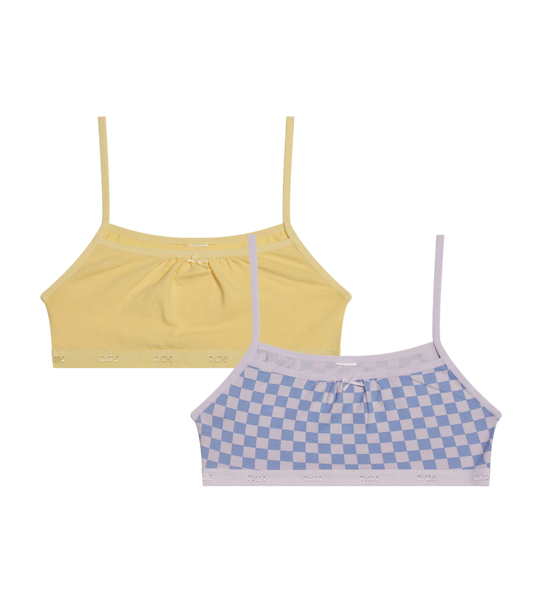 Lot de 2 brassières fille coton stretch Lila motif damier Les Pockets
