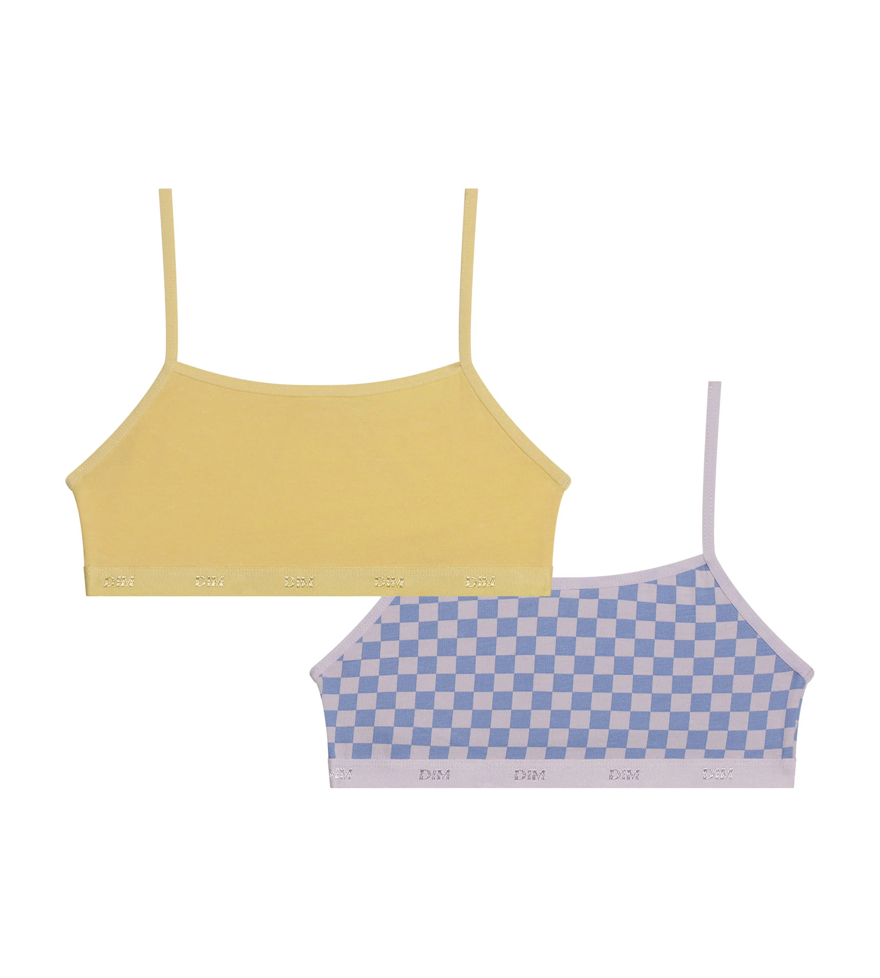 Lot de 2 brassières fille coton stretch Lila motif damier Les Pockets - Image 2