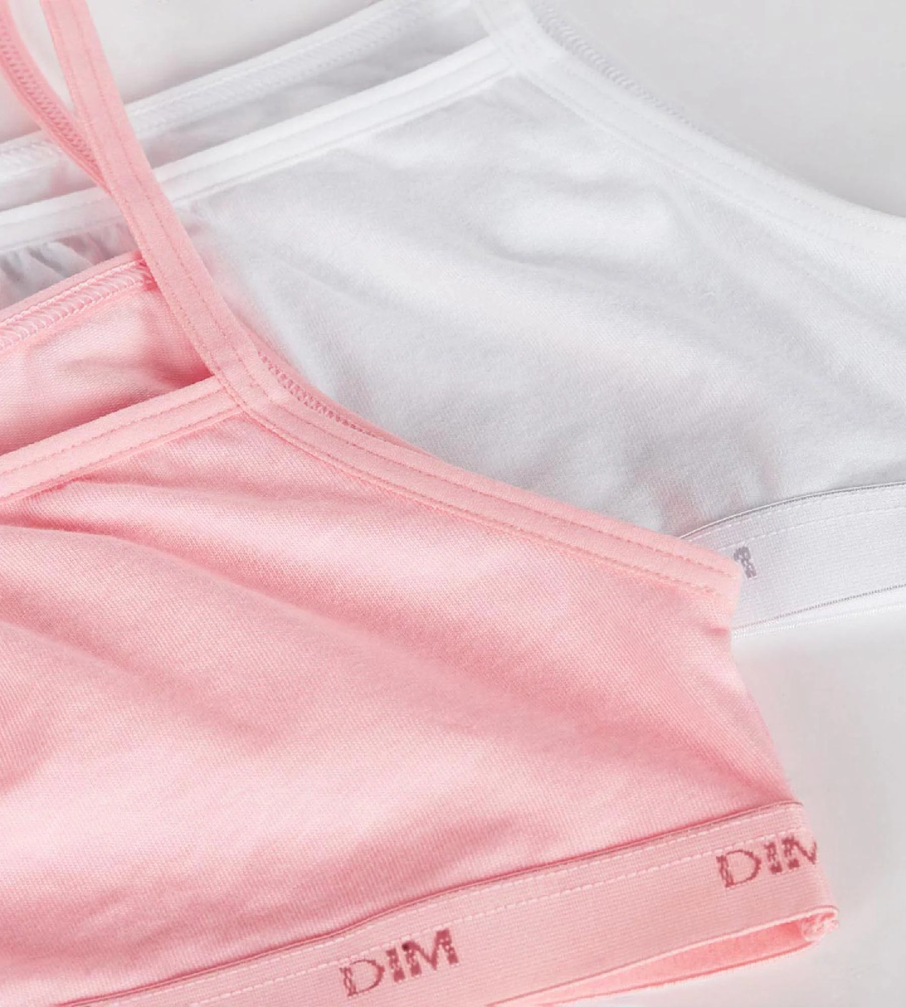 Lot de 2 brassières filles coton stretch Rose Blanc Les Pockets Ecodim - Image 3
