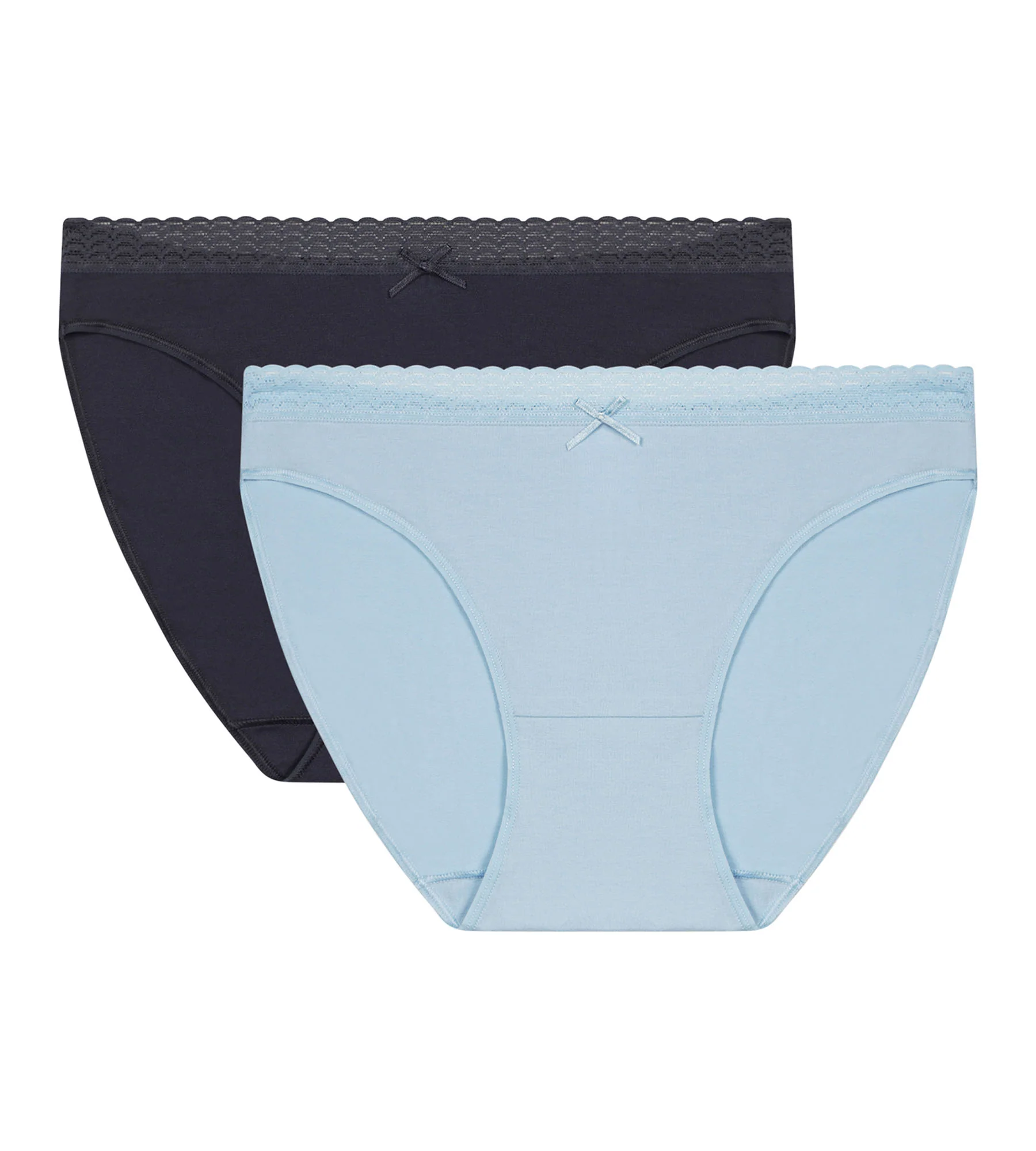 Lot de 2 culottes femme en coton stretch Gris Bleu Dim fashion - Image 5