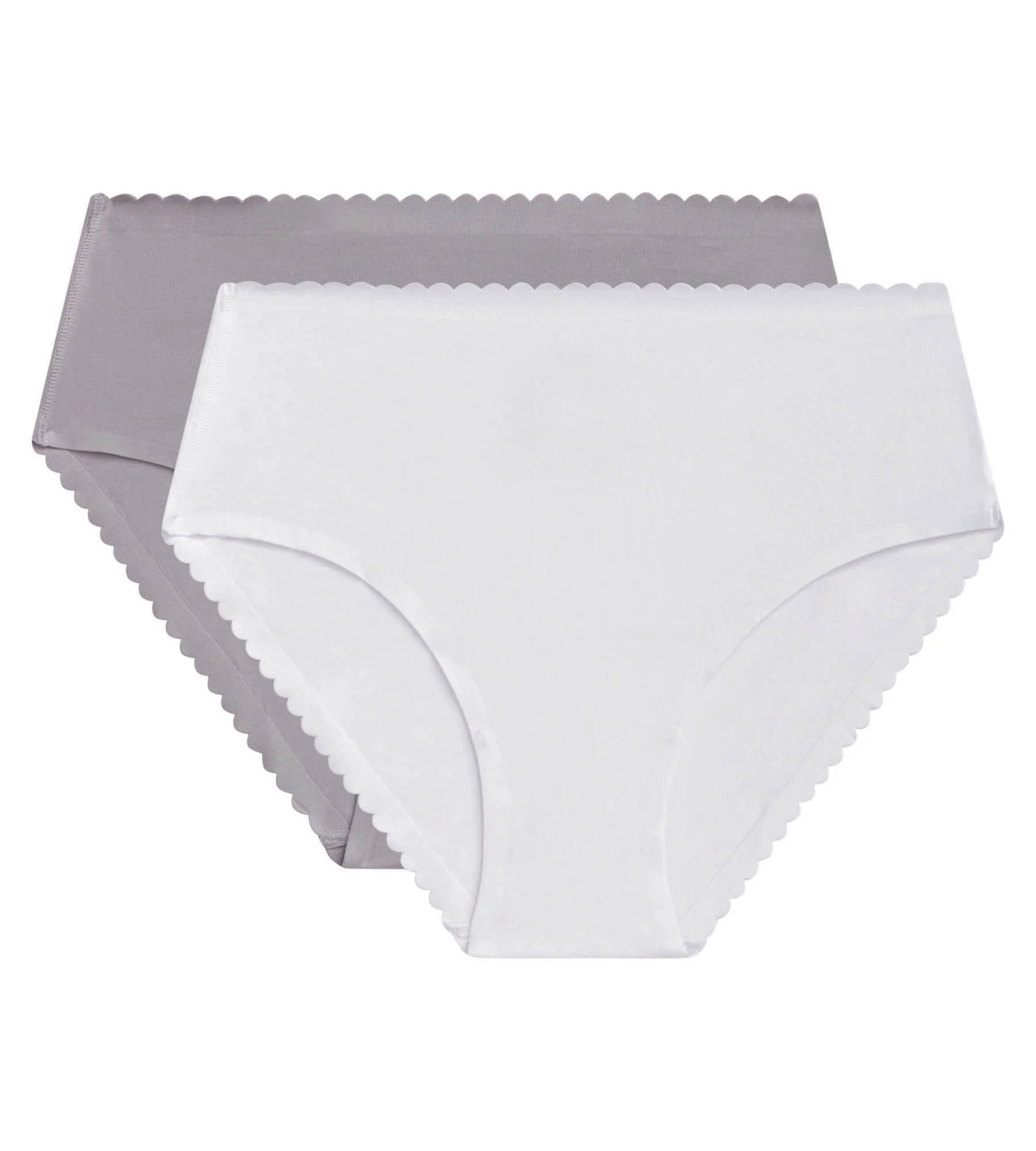 Lot de 2 culottes hautes en coton stretch Blanc Gris Body Touch Easy - Image 3
