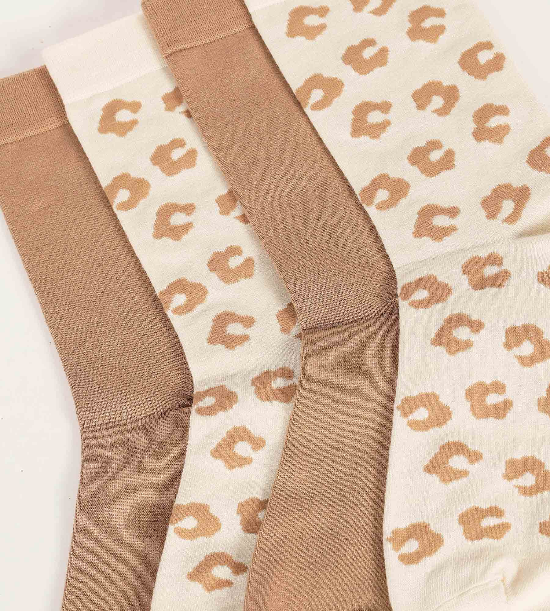 Lot de 2 paires de chaussettes femme à fleurs Crème Dim Bambou - Image 3
