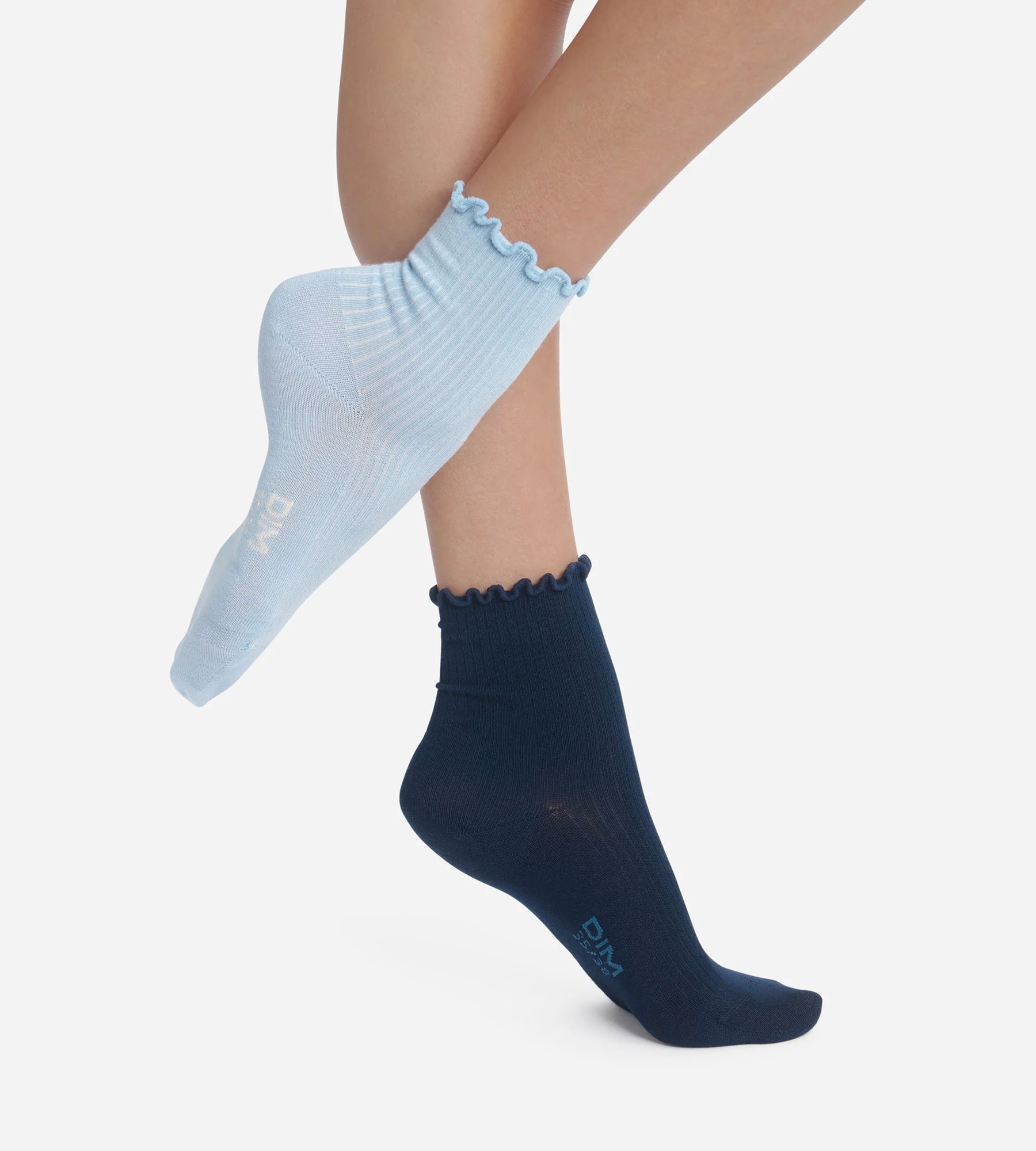 Lot de 2 paires de chaussettes femme à volants Marine Dim Modal - Image 2