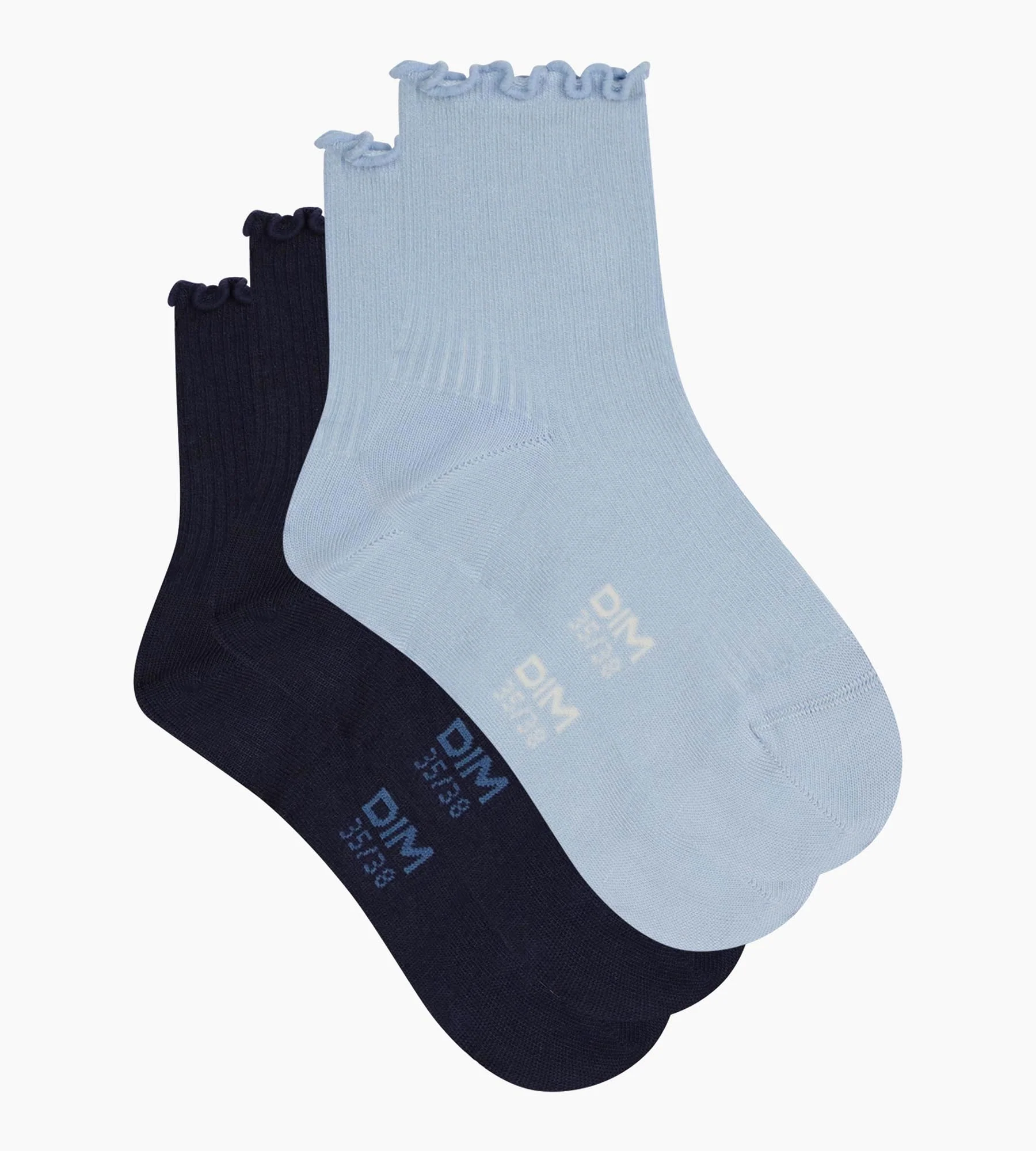 Lot de 2 paires de chaussettes femme à volants Marine Dim Modal - Image 3