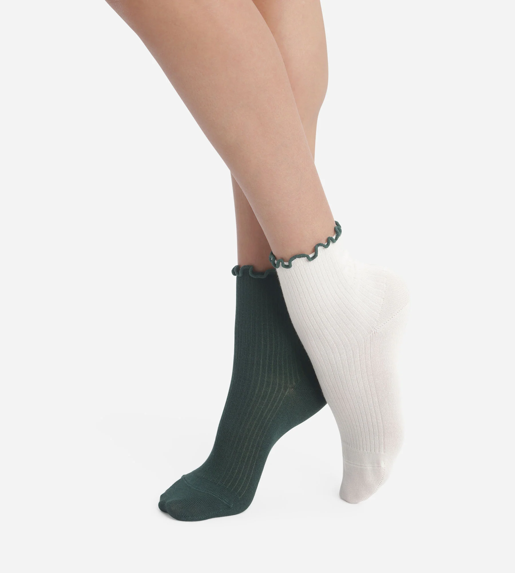 Lot de 2 paires de chaussettes femme à volants Pin Ivoire Dim Modal - Image 2