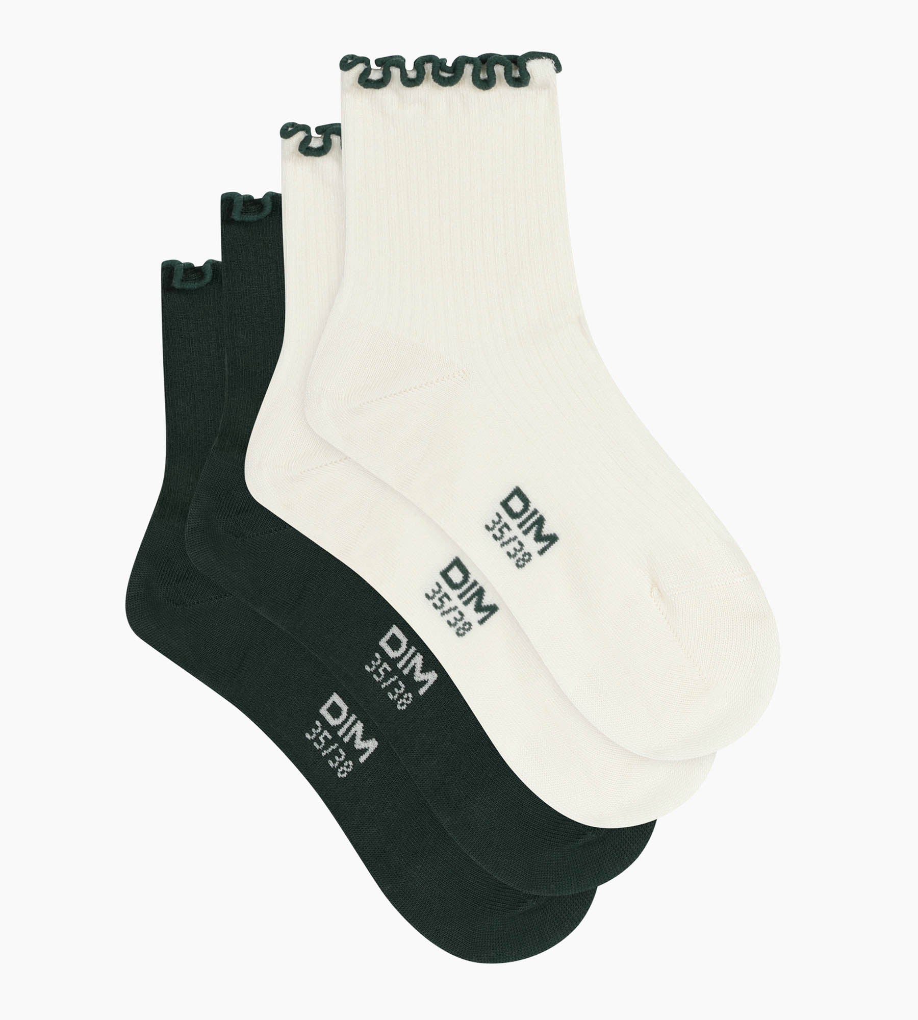 Lot de 2 paires de chaussettes femme à volants Pin Ivoire Dim Modal - Image 3