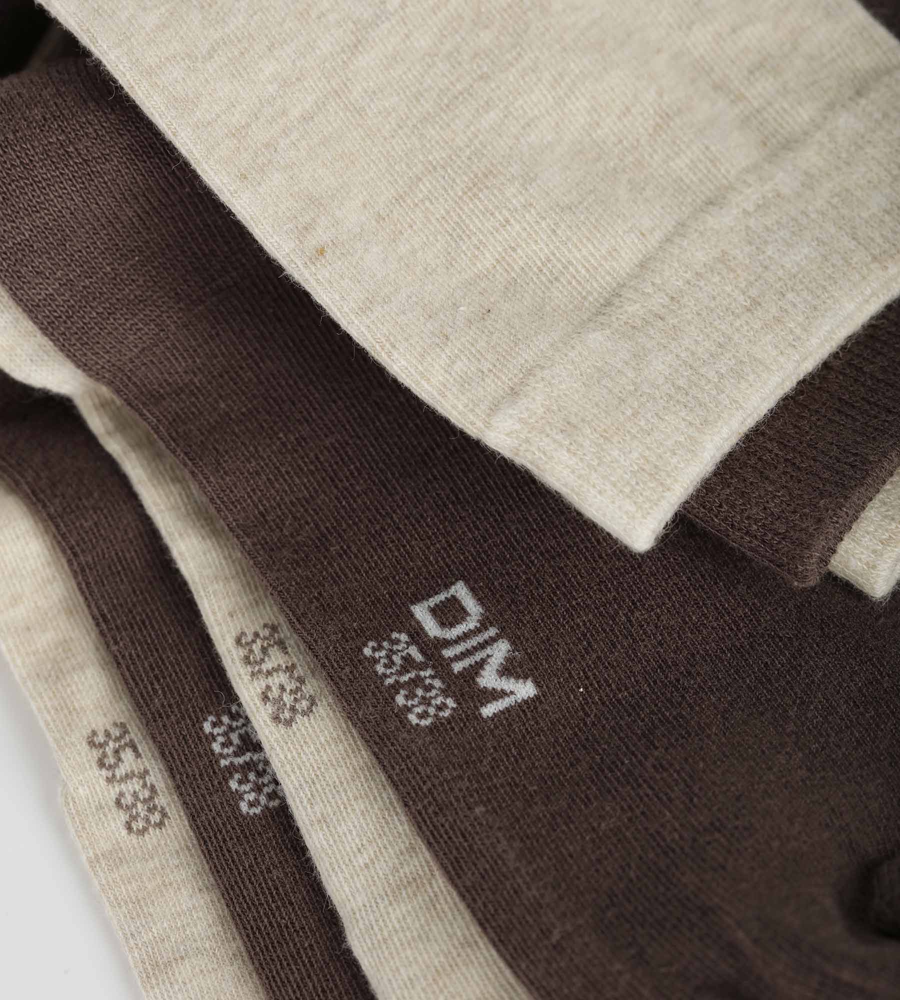 Lot de 2 paires de chaussettes femme Marron Beige Dim Coton - Image 3