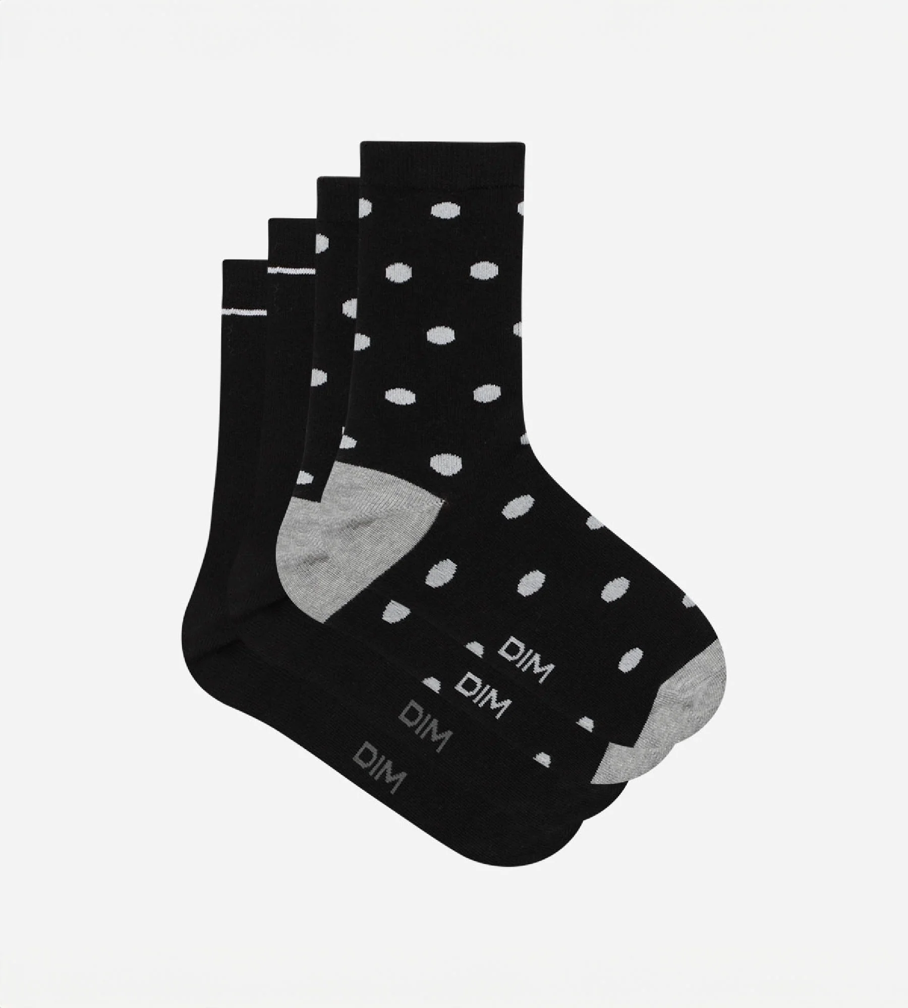 Lot de 2 paires de chaussettes femme Noir à gros pois Dim Coton Style - Image 2
