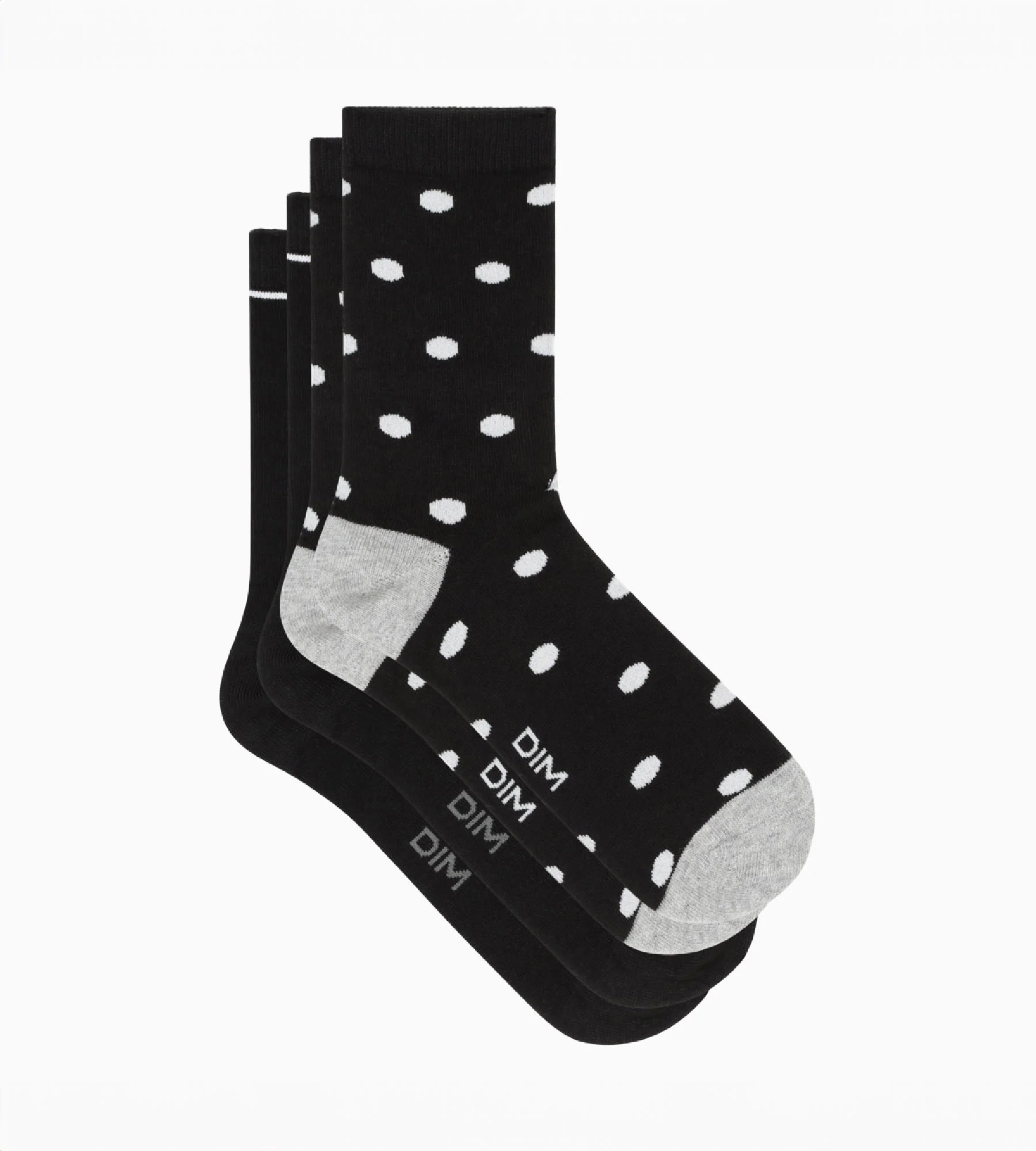 Lot de 2 paires de chaussettes femme Noir à gros pois Dim Coton Style - Image 3