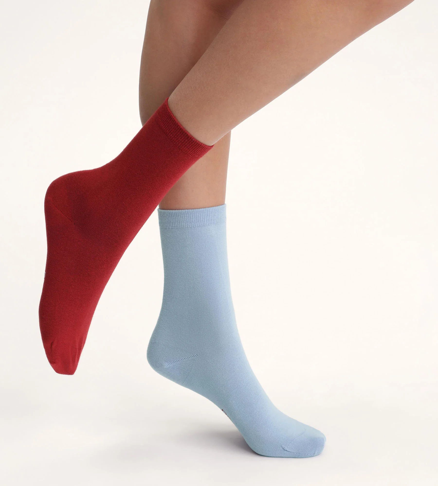 Lot de 2 paires de chaussettes femme Rouge Bleu Coton