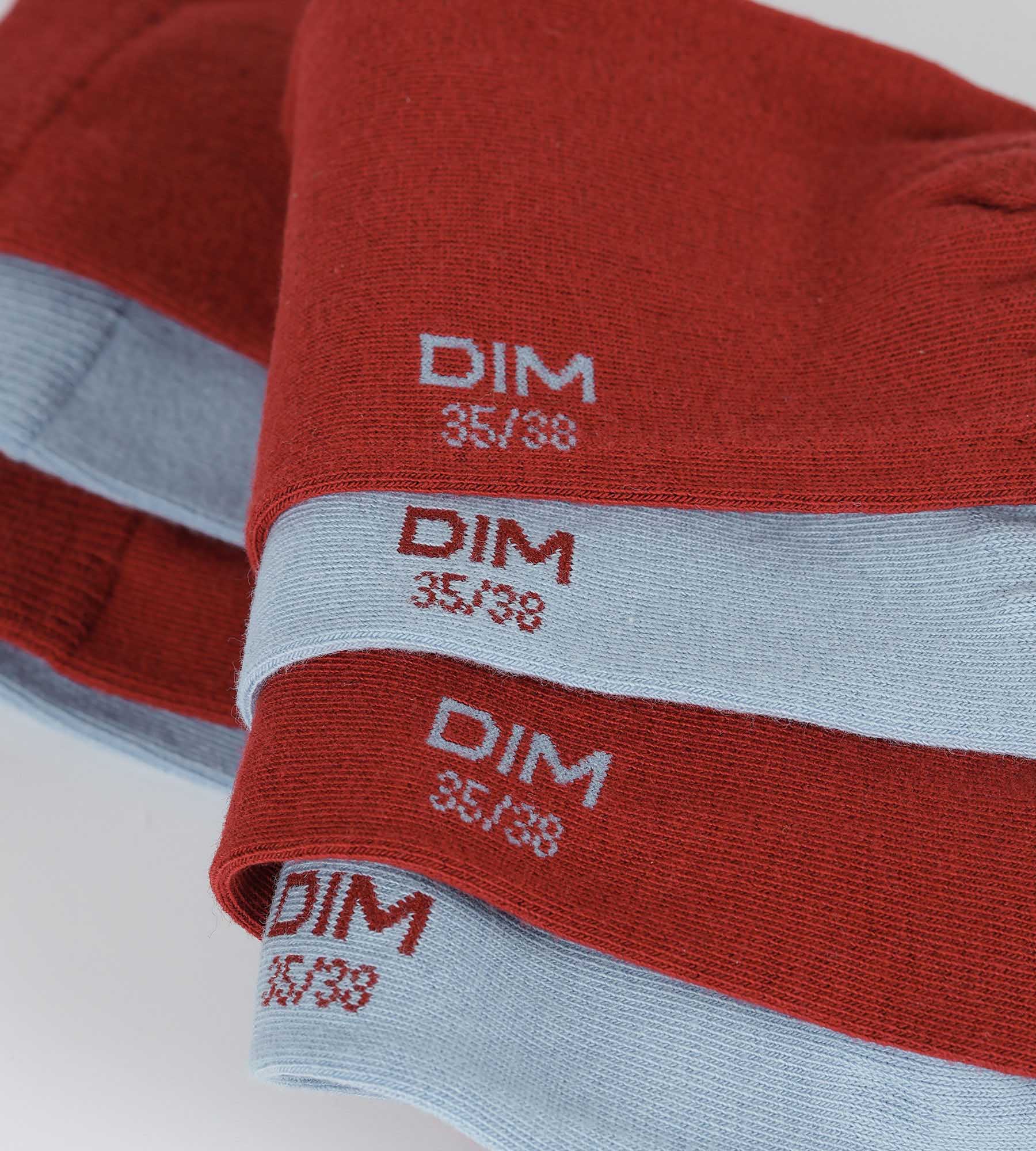 Lot de 2 paires de chaussettes femme Rouge Bleu Coton - Image 3