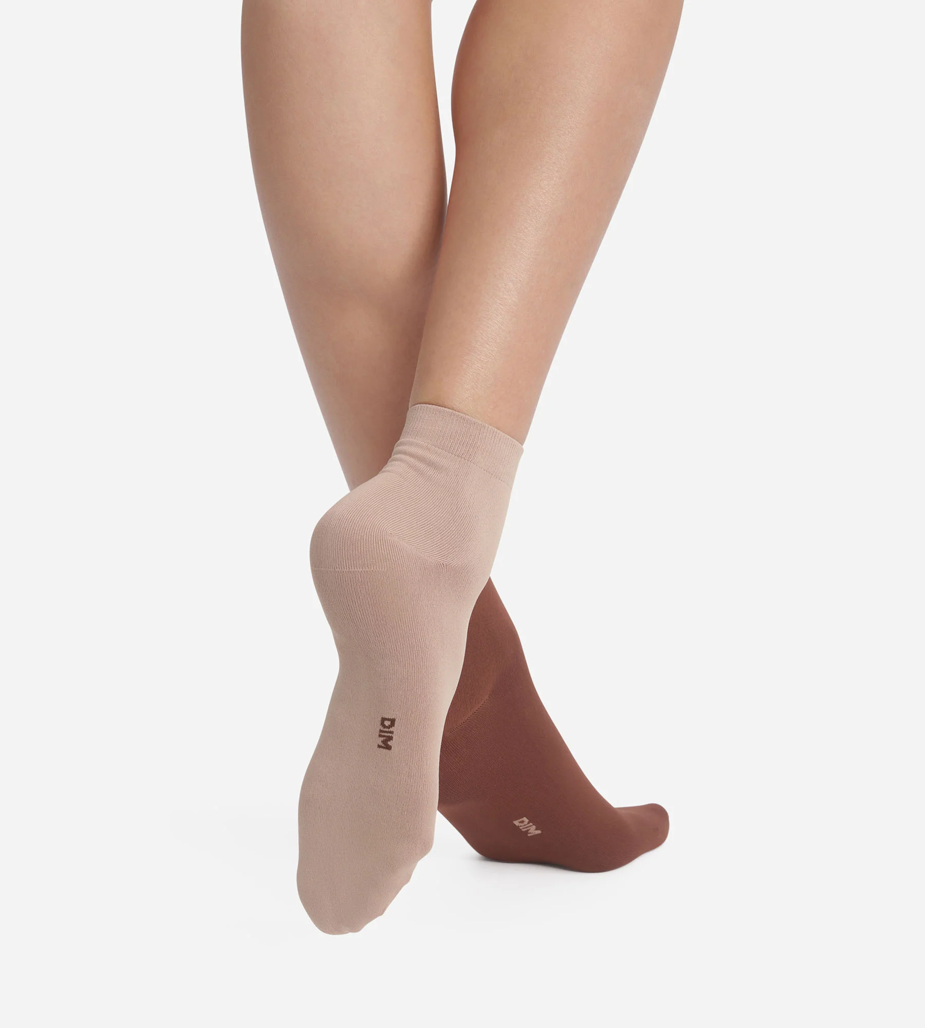 Lot de 2 paires de chaussettes femme Taupe Café Skin