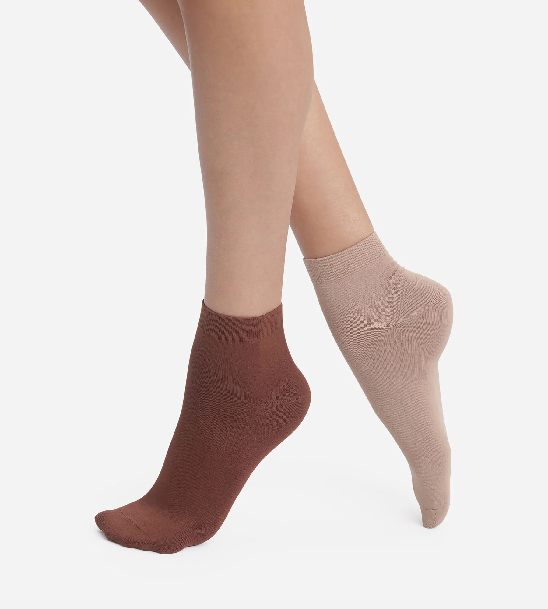 Lot de 2 paires de chaussettes femme Taupe Café Skin - Image 2