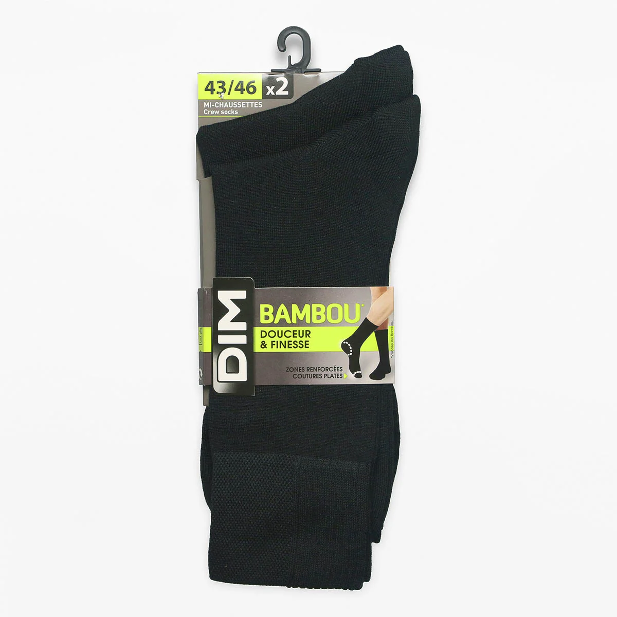 Lot de 2 paires de chaussettes homme Noir Dim Bambou - Image 4