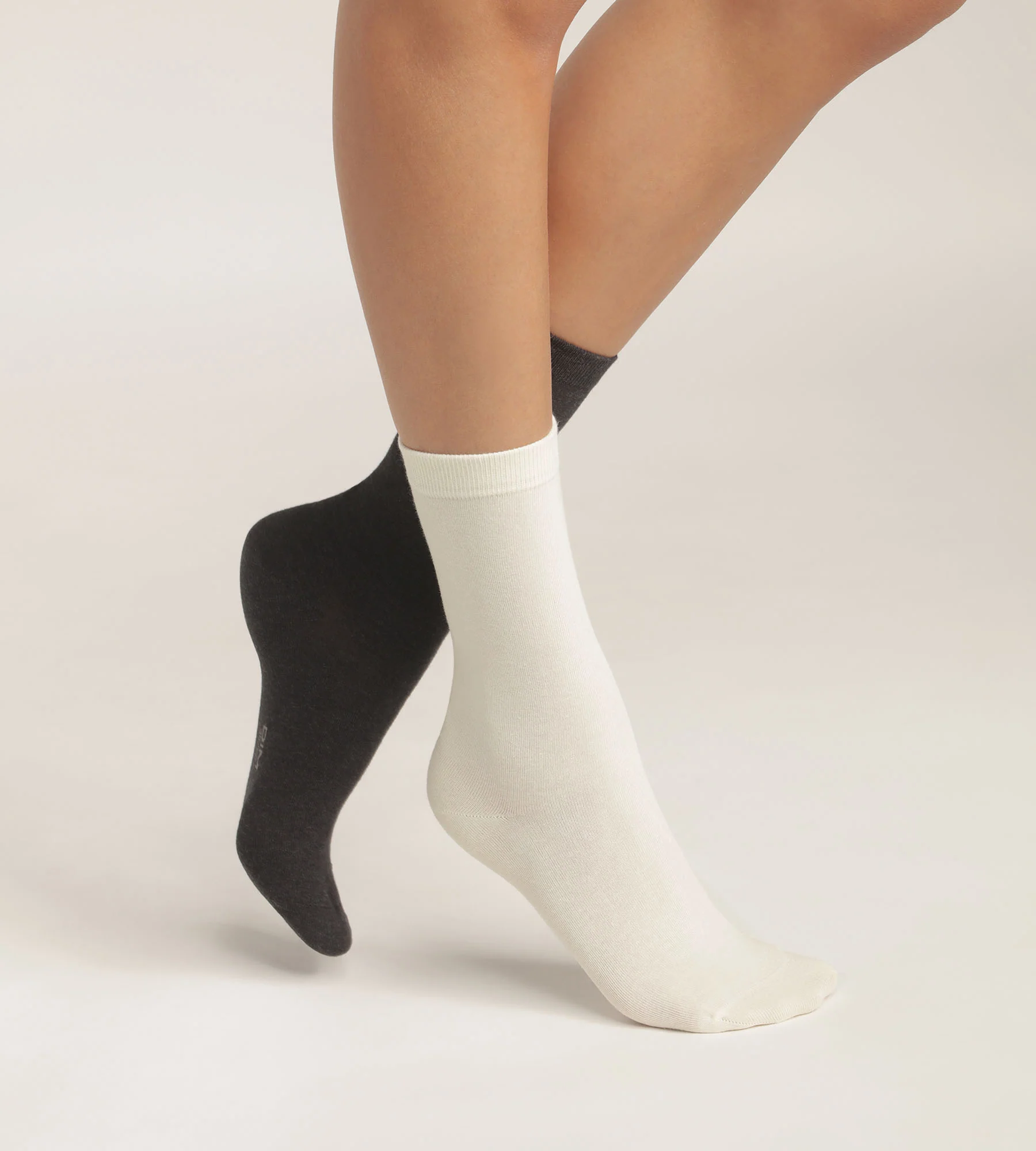 Lot de 2 paires de mi-chaussettes femme en coton Ivoire Dim