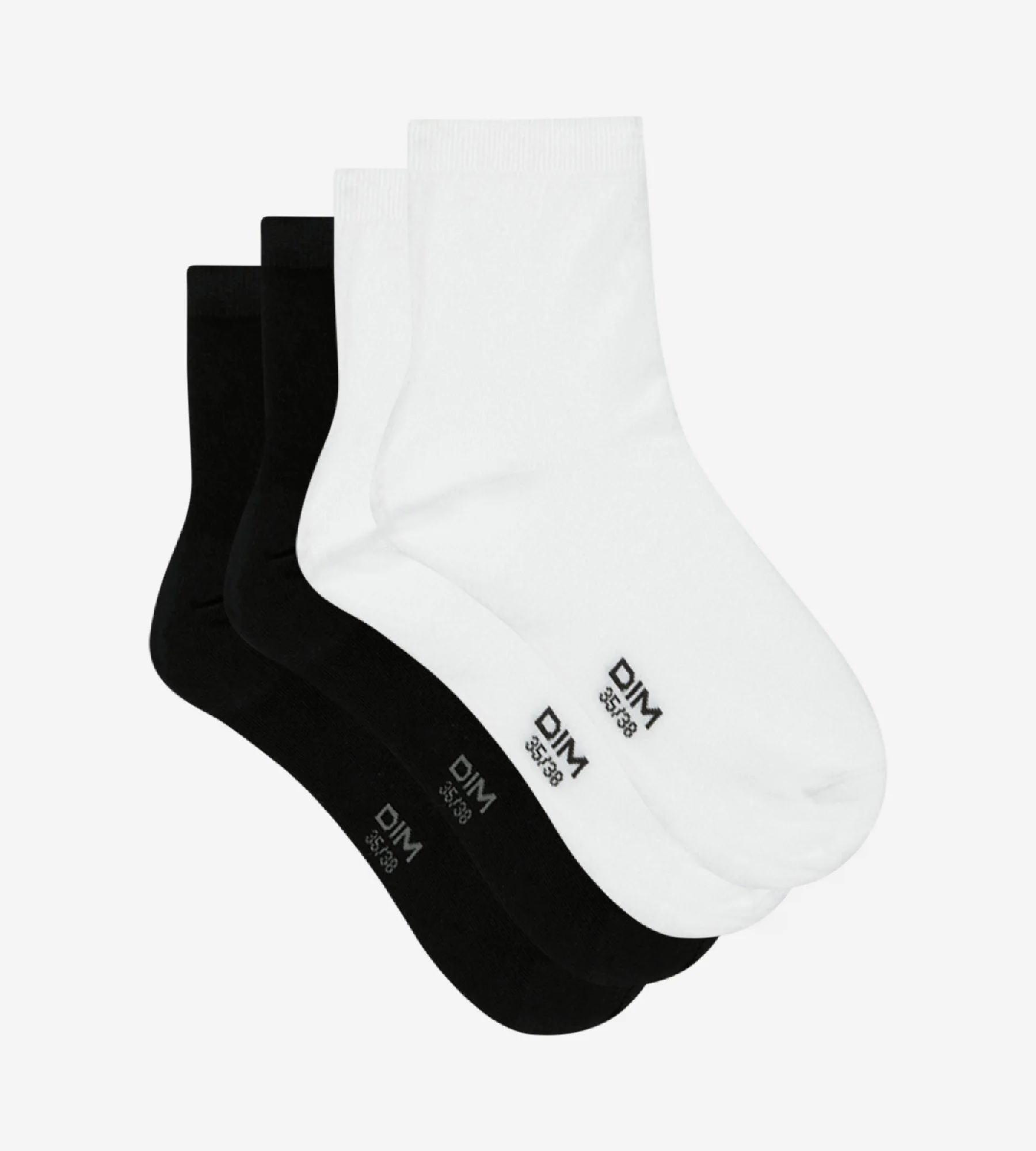 Lot de 2 paires de socquettes en coton blanches et noires - Image 2