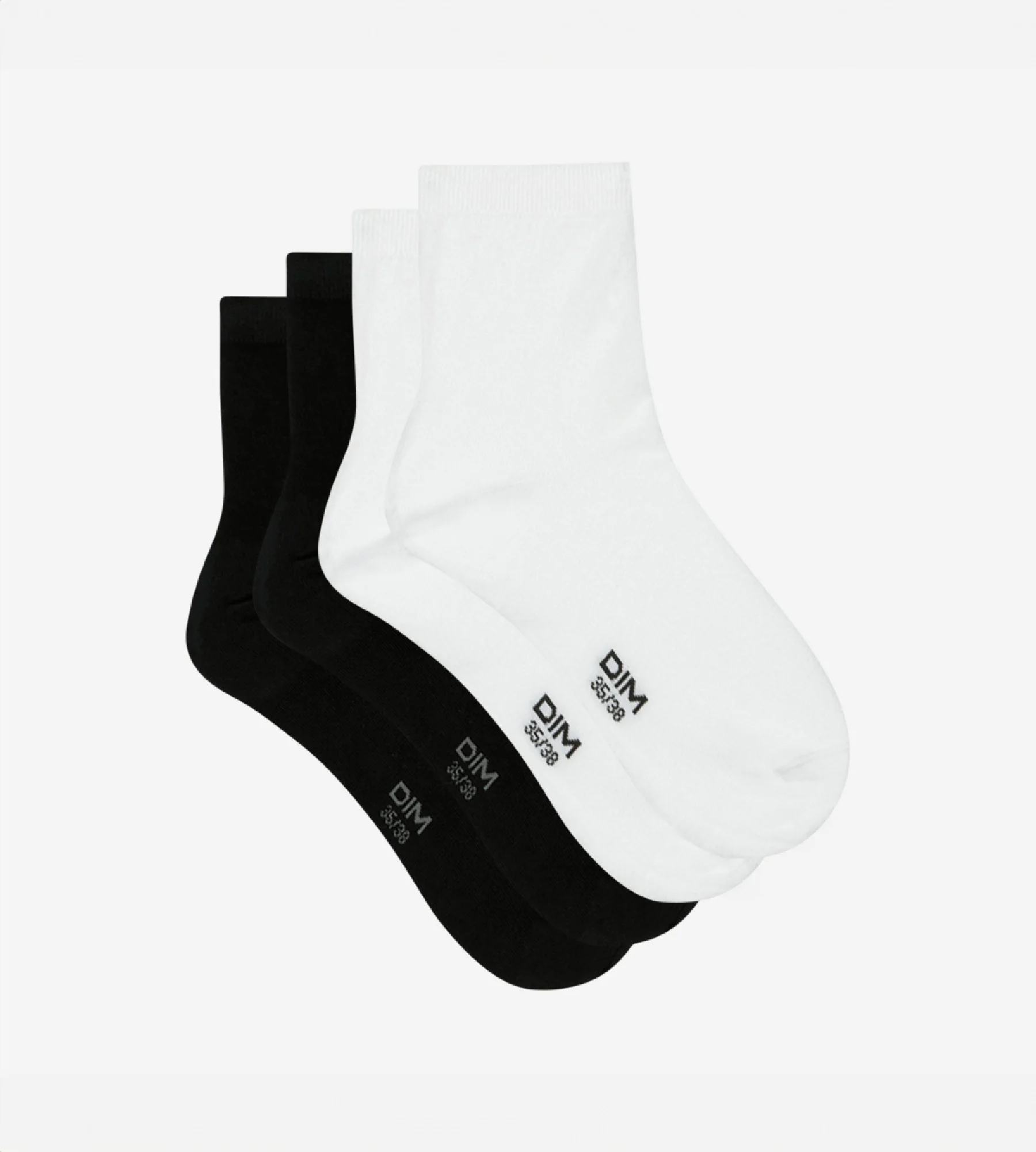 Lot de 2 paires de socquettes en coton blanches et noires - Image 3