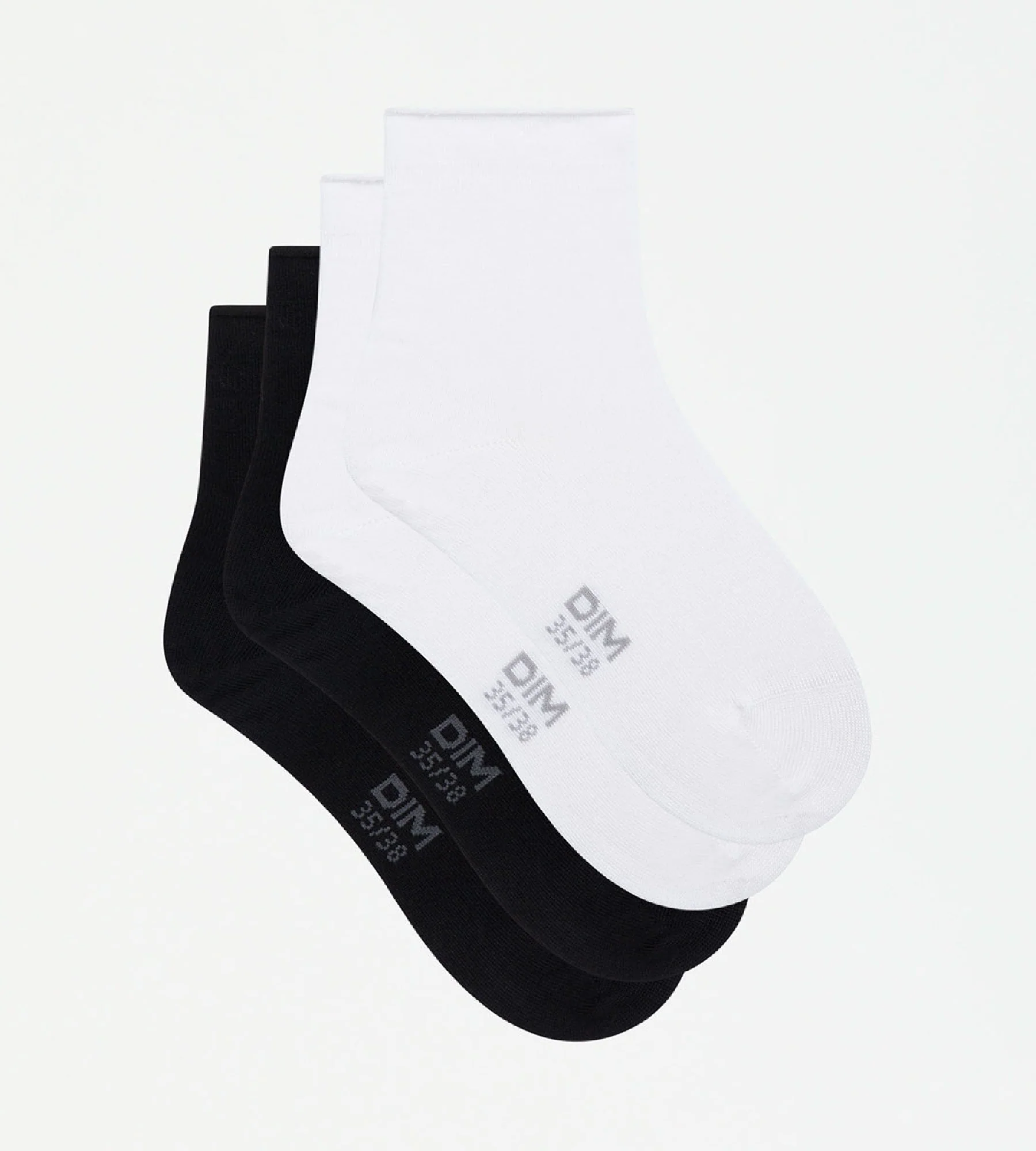 Lot de 2 paires de socquettes femmes en modal noir blanc Dim Modal - Image 2