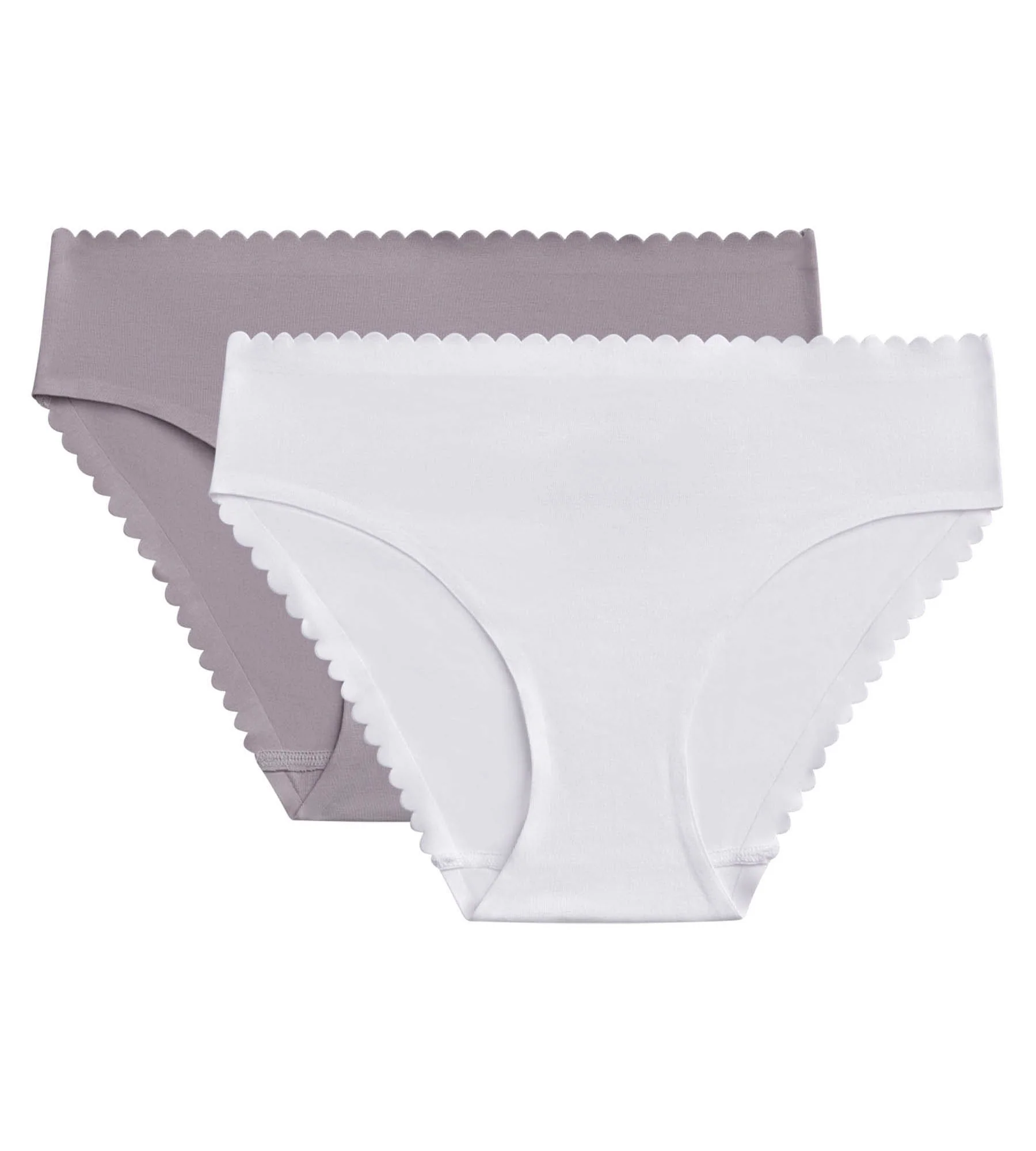 Lot de 2 slips femme en coton stretch Blanc et Gris Body Touch Easy - Image 5