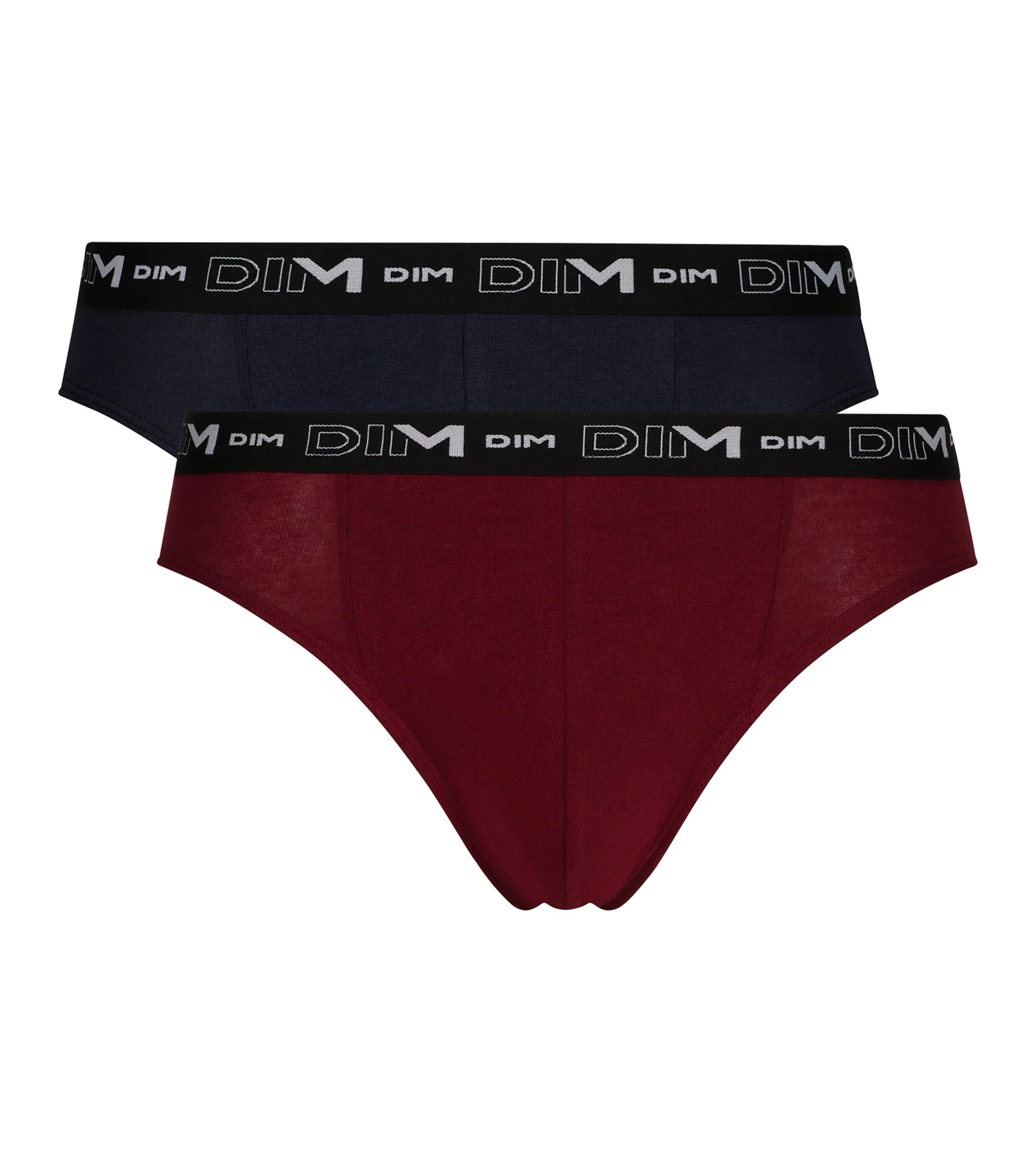 Lot de 2 slips homme Bleu Rouge ceinture contrastée Dim Coton Stretch - Image 3