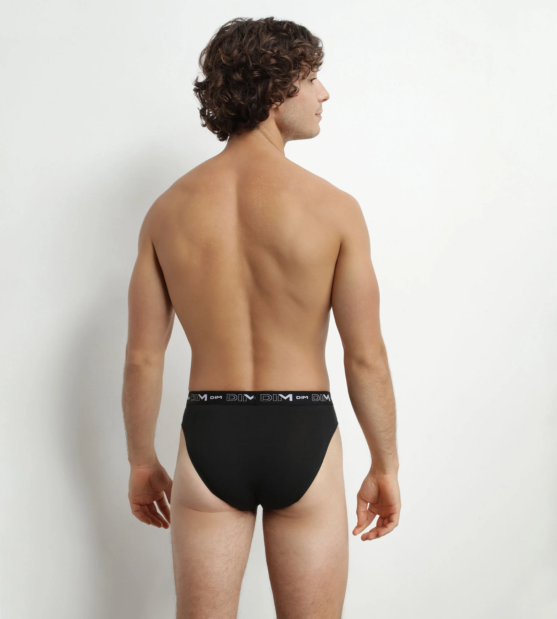 Lot de 2 slips homme Noir Blanc ceinture contrastée Dim Coton Stretch - Image 2