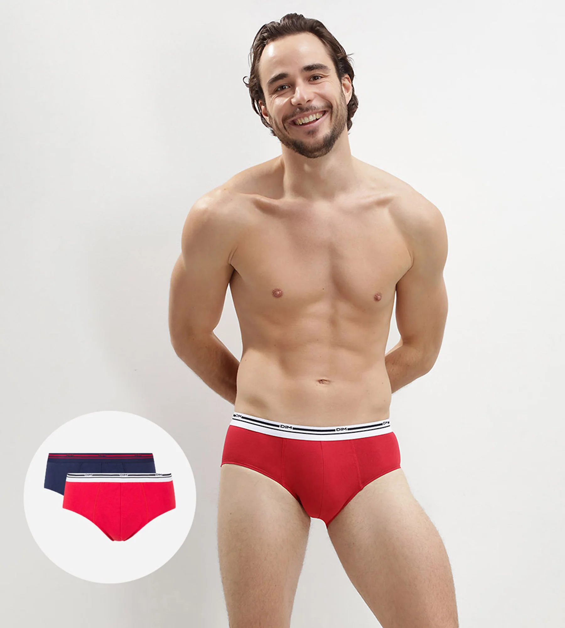 Lot de 2 slips homme Rouge Bleu ceinture graphique Daily Colors
